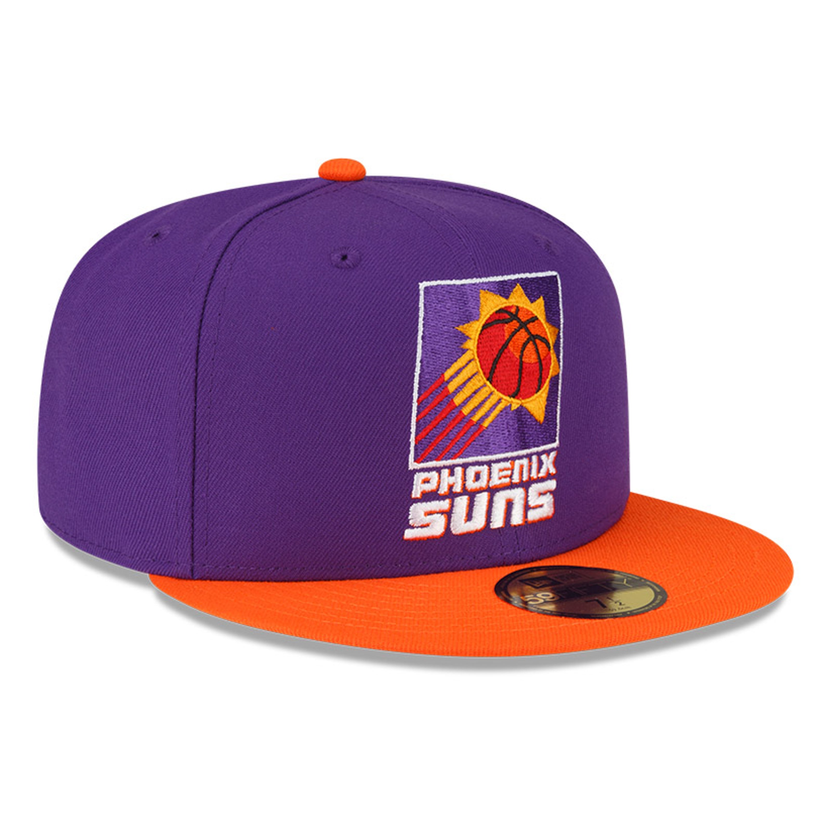 New Era 59Fifty Hardwood Classic Phoenix Suns Snapback Cap - Purple & Orange NBA Basketball Hat for Men & Women - Game Day, Streetwear & Fan Collection