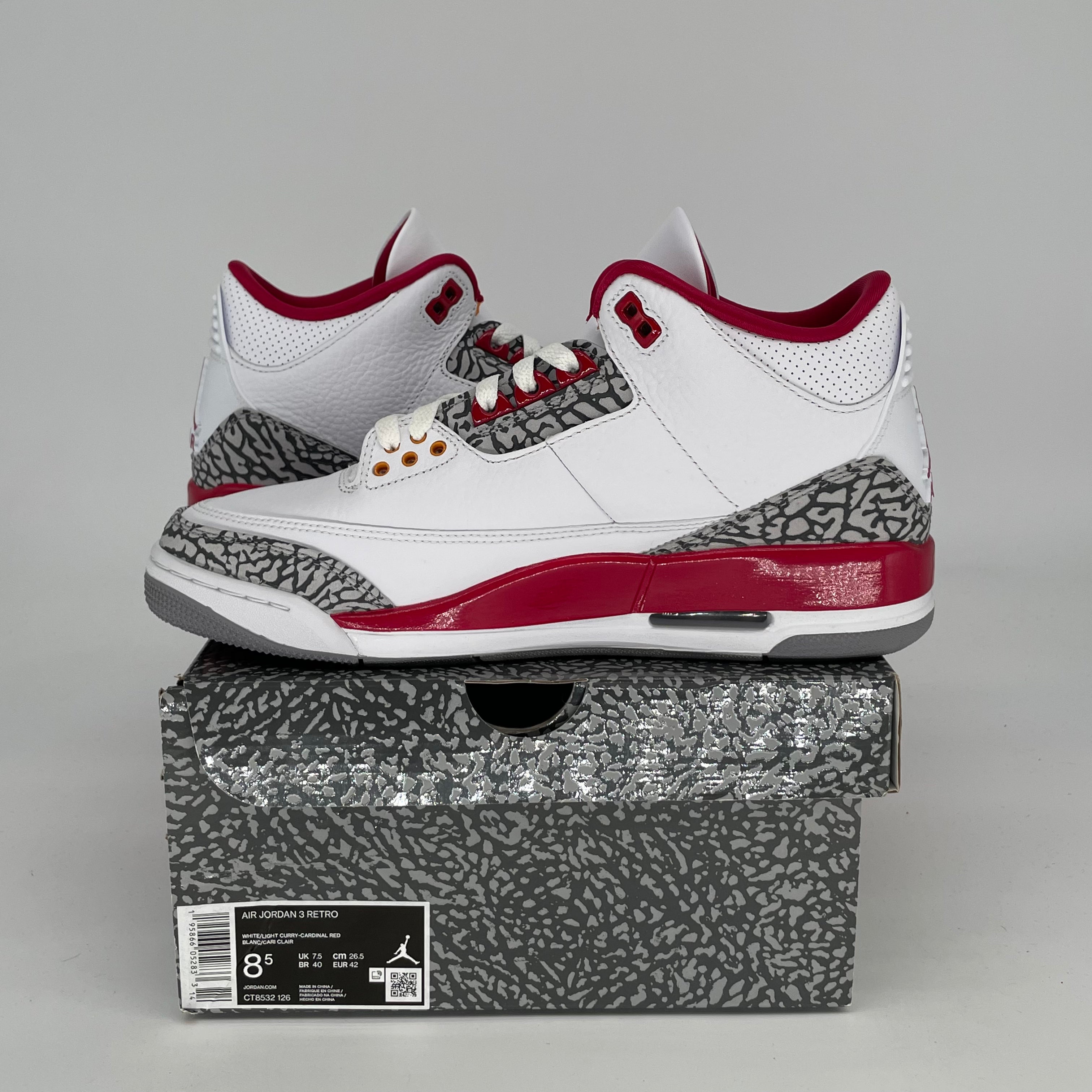 AIR JORDAN 3 Cardinal Red Basketball Shoes - Men's Size 8.5/Women's Size 10 (CT8532-126) - Retro Sneakers for Running, Gym & Streetwear Fashion
