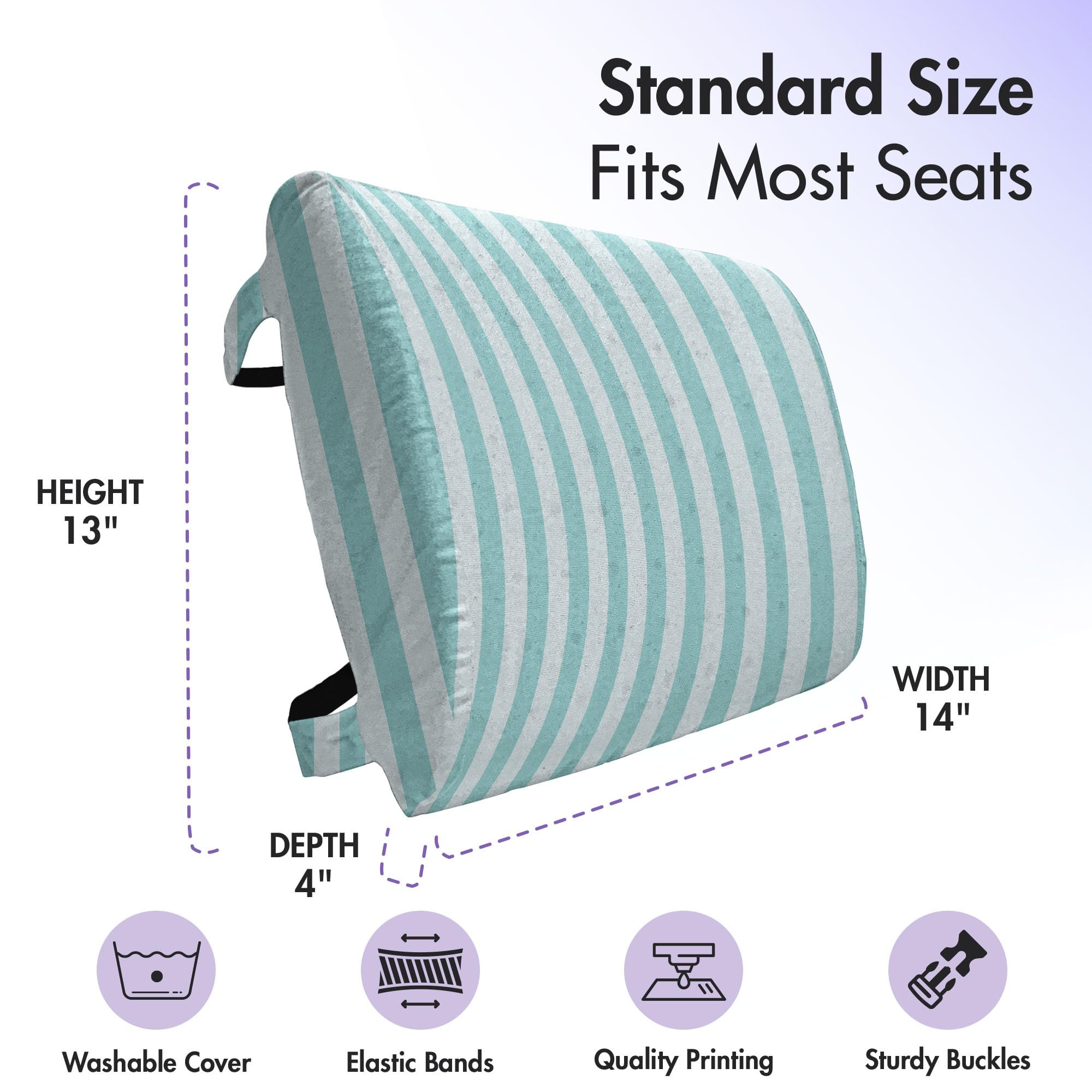 Ambesonne Stripes Lumbar Support Pillow - Pastel Geometric Pattern, High Density Foam for Office Chair & Car Seat - 14