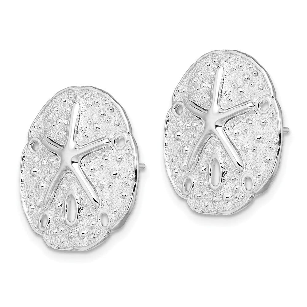 Polished Sterling Silver Sand Dollar & Starfish Post Earrings – Elegant Beach Jewelry for Summer Outfits & Vacation Accessories