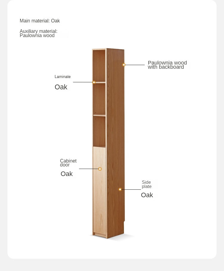 Oak Solid Wood Ultra Narrow Bookcase - Space-Saving Bookshelf for Small Rooms, Apartments & Home Office | Durable & Stylish Storage Solution