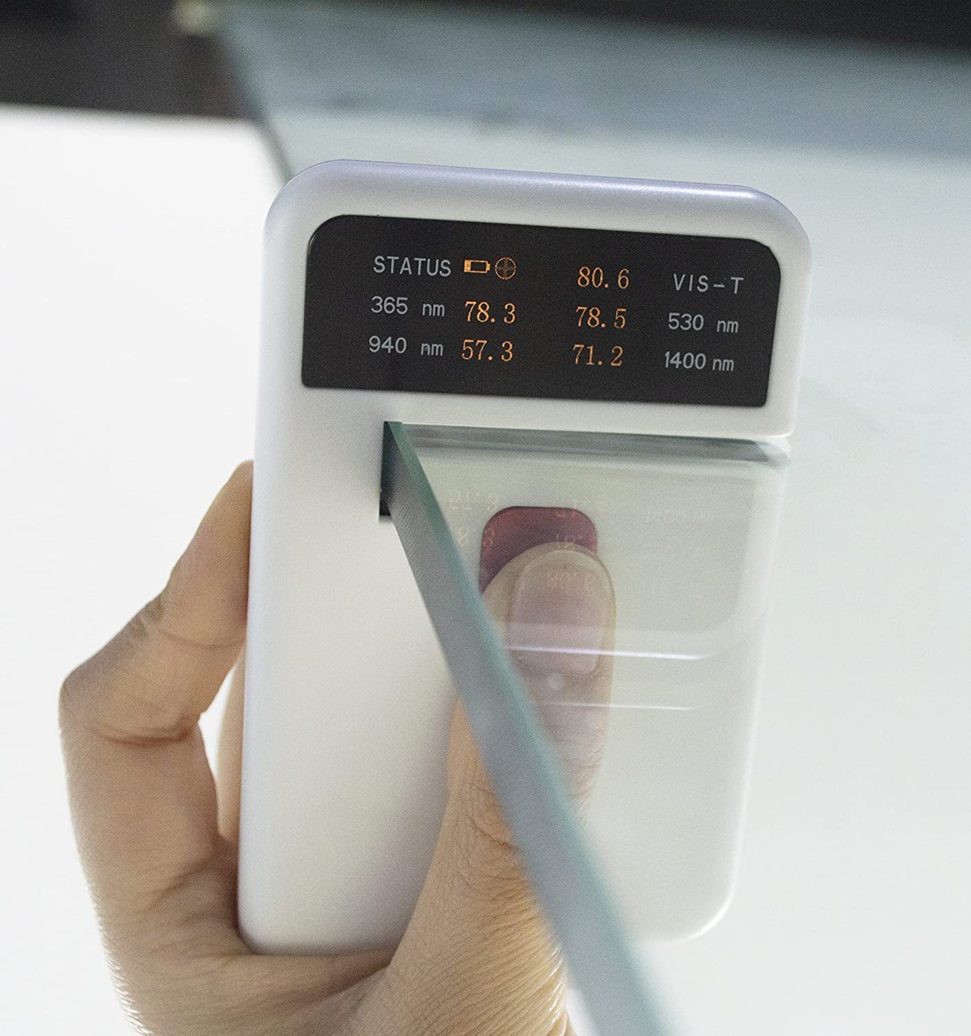 Premium UV VL IR Light Transmittance Meter - Measures 365nm UV, 530nm VL, 380nm-760nm, 940nm & 1400nm IR - Ideal for Solar Film Testing, Agricultural Film Analysis & Optical/Tempered Glass Quality Control