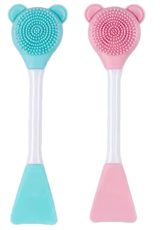 WADHWA Silicone Face Mask Applicator Brush - Soft Makeup Beauty Tool for Mud, Clay, Charcoal & Cream Masks - Pack of 2 - Perfect for Spa, Home Skincare & Professional Facial Treatments