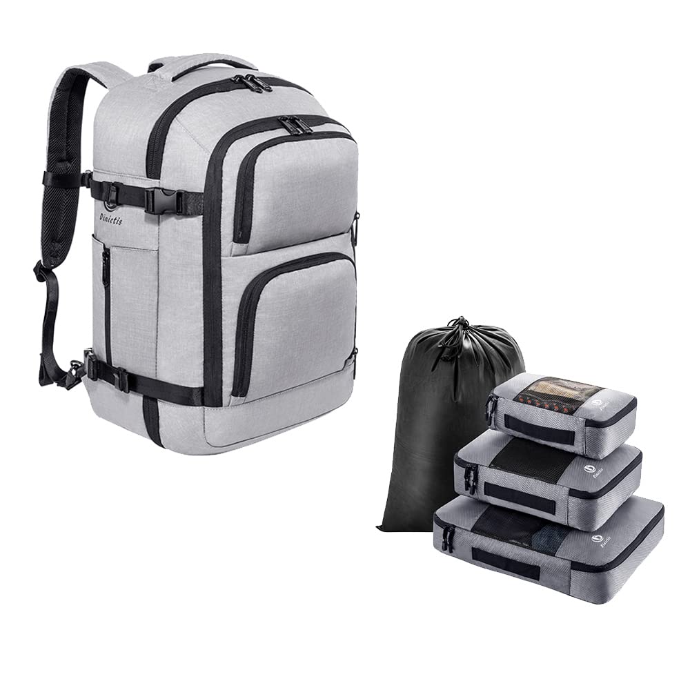 Dinictis Carry on Backpack Bundle - Waterproof Travel Backpack with Packing Organizers for Men & Women | Perfect for Airplane, Business Trip & Weekend Getaway