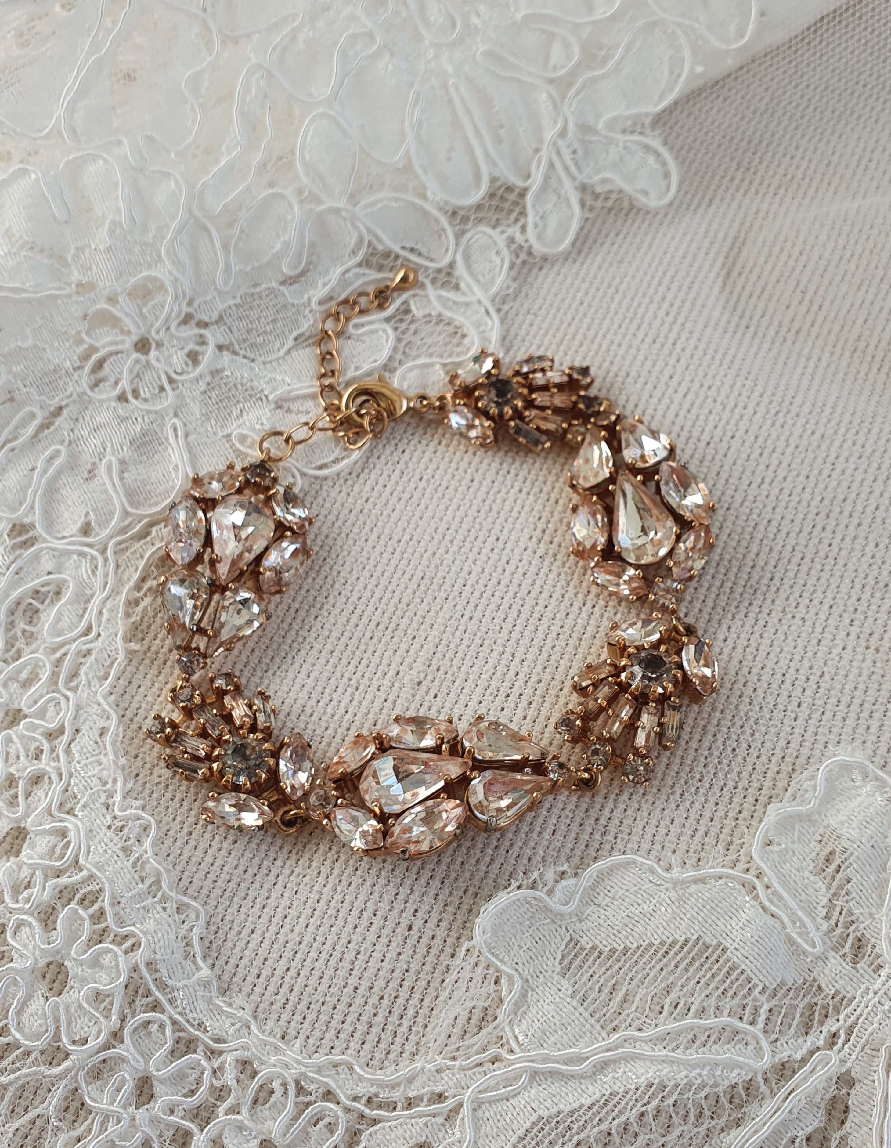 Stephanie Browne Rose Gold Viva Crystal Bridal Bracelet – Elegant Wedding Jewelry for Brides, Bridesmaids & Special Occasions