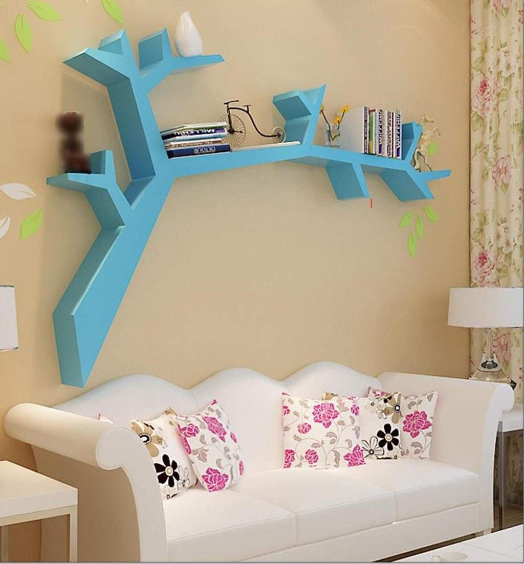 Creative Tree-Shaped Wall Bookshelf - Modern Minimalist Lattice Display Shelf for Living Room, Study & Bedroom - Hanging Wall Shelf for Books, Plants & Decor (120x90cm, Color E1) - Perfect for Small Spaces, Home Office & Nursery Organization