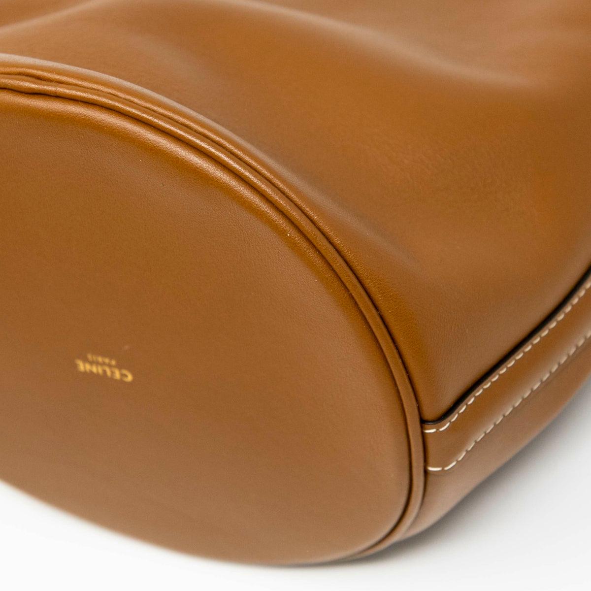 Celine Tan Teen Bucket 16 Bag - Genuine Leather Crossbody Shoulder Bag for Women | Perfect for Travel, Shopping & Everyday Use
