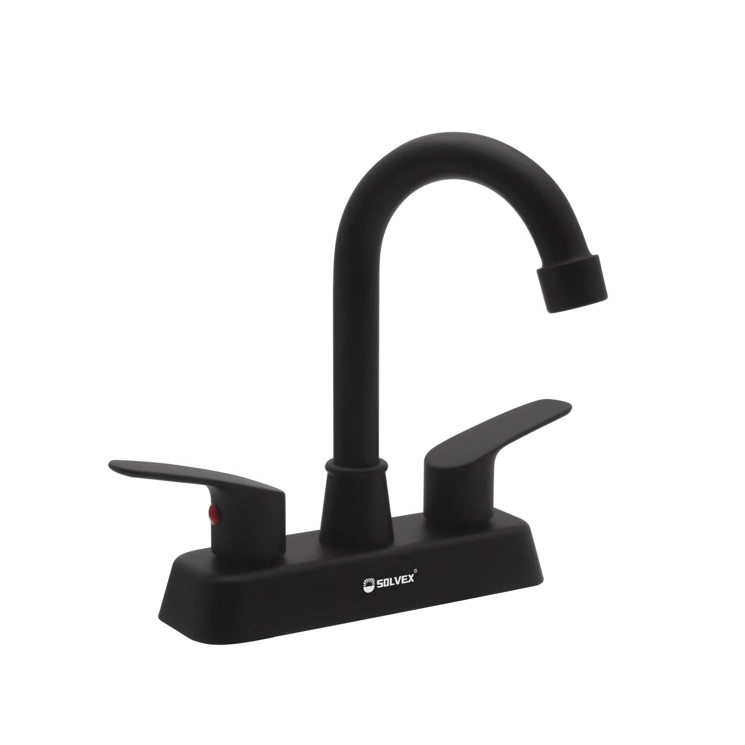 SOLVEX Matte Black 4 Inch Centerset Bathroom Faucet - 3 Hole Deck Mounted Sink Faucet with Lever Handles SP-40067-N for Bathroom Vanity & Powder Room Renovation