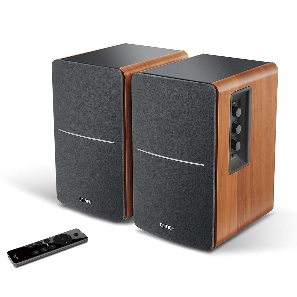 Edifier R1280DBs Active Bluetooth Bookshelf Speakers - 42W RMS Studio Monitor with Optical Input & Subwoofer Line Out - Wireless 2.0 Speaker System in Wood Grain Finish - Perfect for Home Theater, Gaming & Music Listening