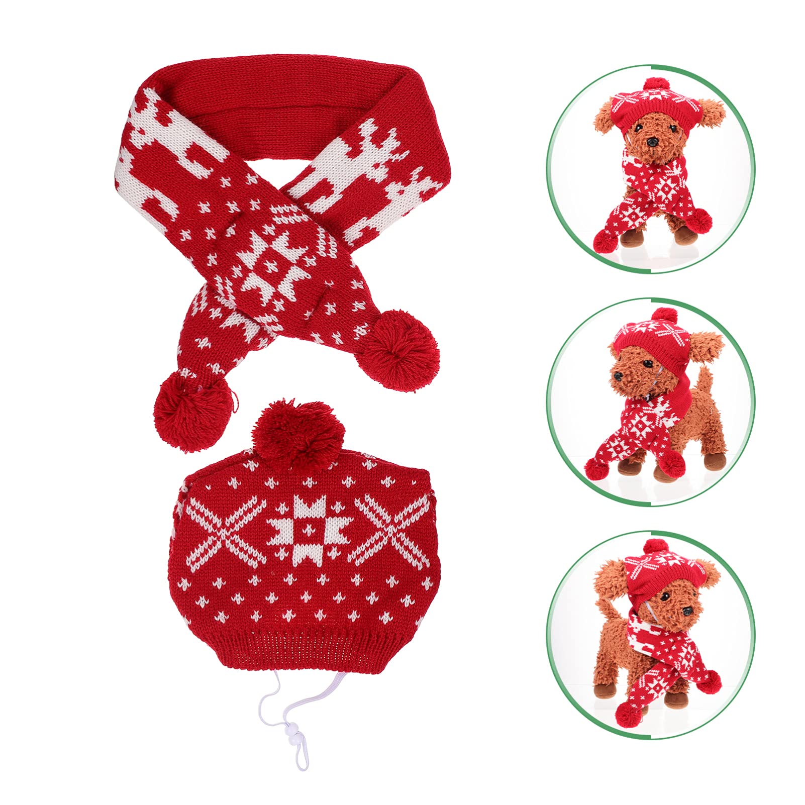 Balacoo 1 Set Red Santa Hat & Scarf Christmas Dog Costume - Warm Puppy Outfits for Holiday Photos, Parties, and Festive Pet Celebrations