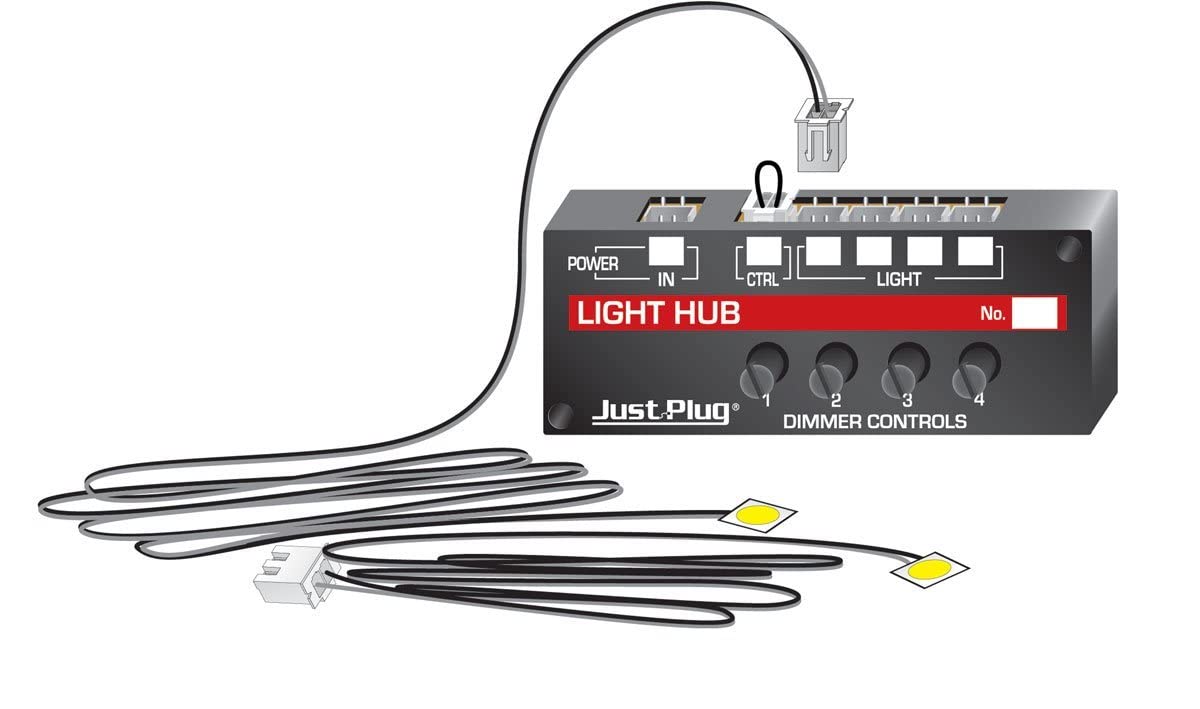 Woodland Scenics Just Plug LED Lights & Hub Set with Dimmer Controls - 2 Pack Warm White Stick-On Lights with 24