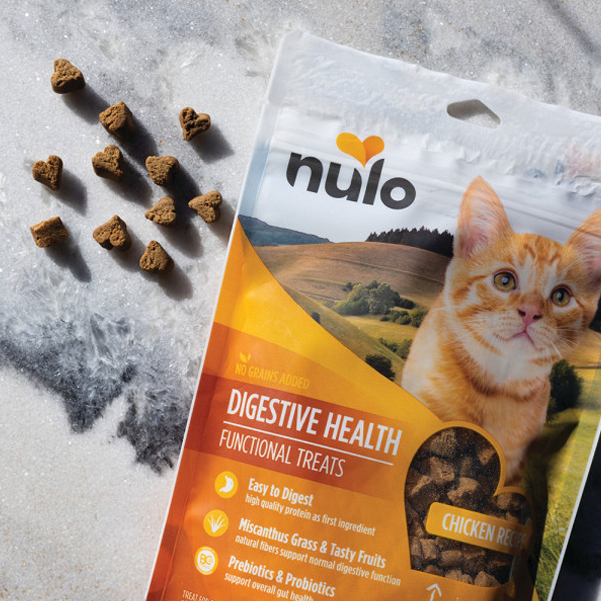 Nulo Digestive Health Functional Cat Treats with Chicken - Grain Free, Probiotic Support for Sensitive Stomach - 4 oz Pack for Indoor & Outdoor Cats