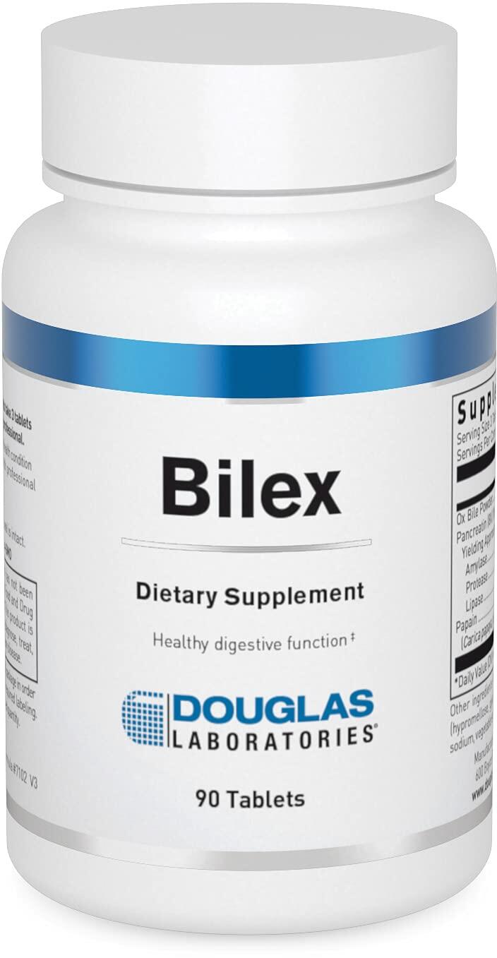 Douglas Labs Bilex Digestive Enzymes Supplement with Lipase, Papain & Ox Bile - 90 Tablets for Improved Digestion & Nutrient Absorption - Supports Fat Breakdown & Gut Health - EXP 2/24 - Ideal for Meals with High Fat Content or Digestive Discomfort