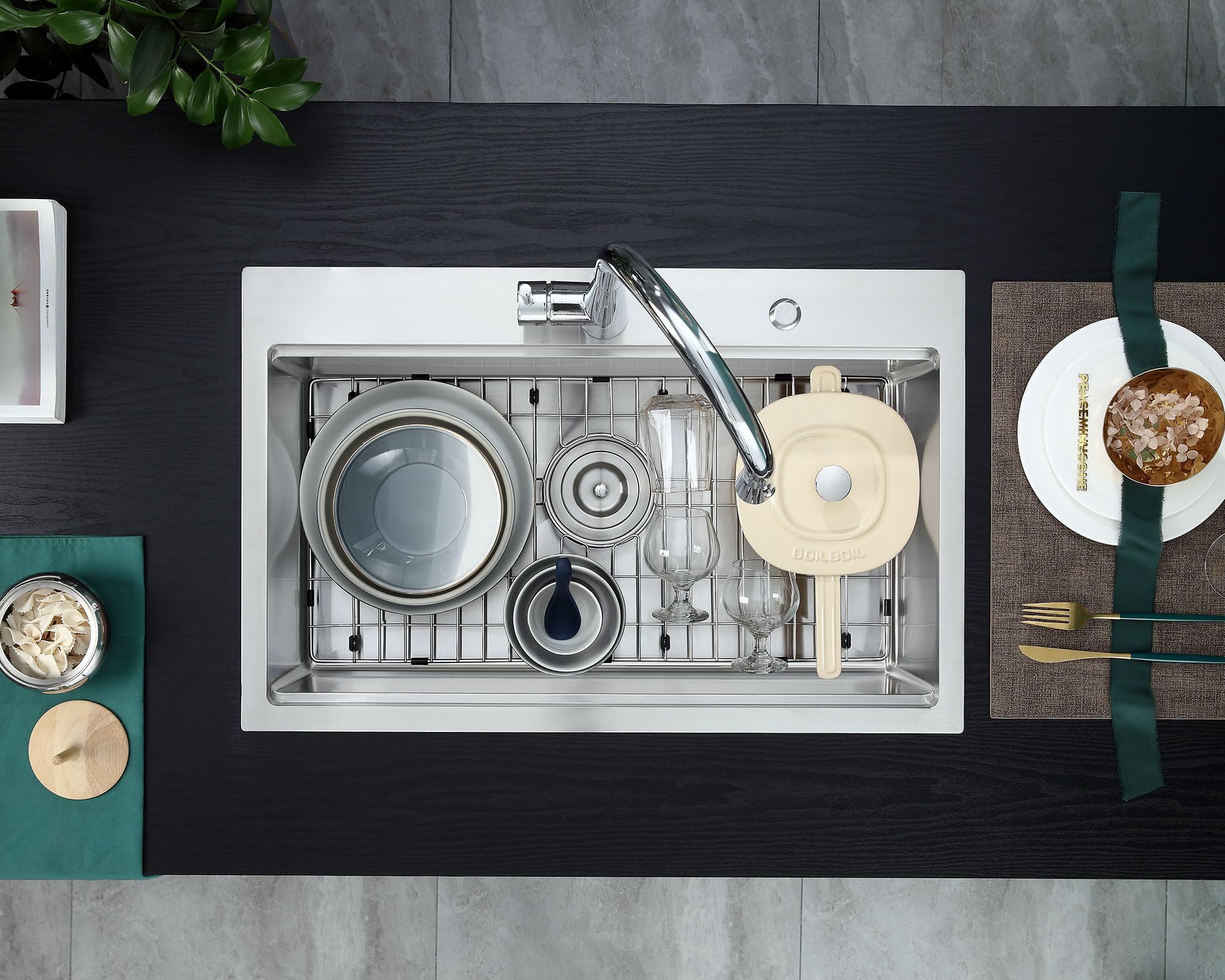 30 Inch Brushed Stainless Steel Drop-in Kitchen Sink - TSIBOMU 18 Gauge Handmade Single Bowl Workstation Sink with Ledge (D30 x W18 x H9) | Perfect for Modern Kitchens, Food Prep & Dishwashing