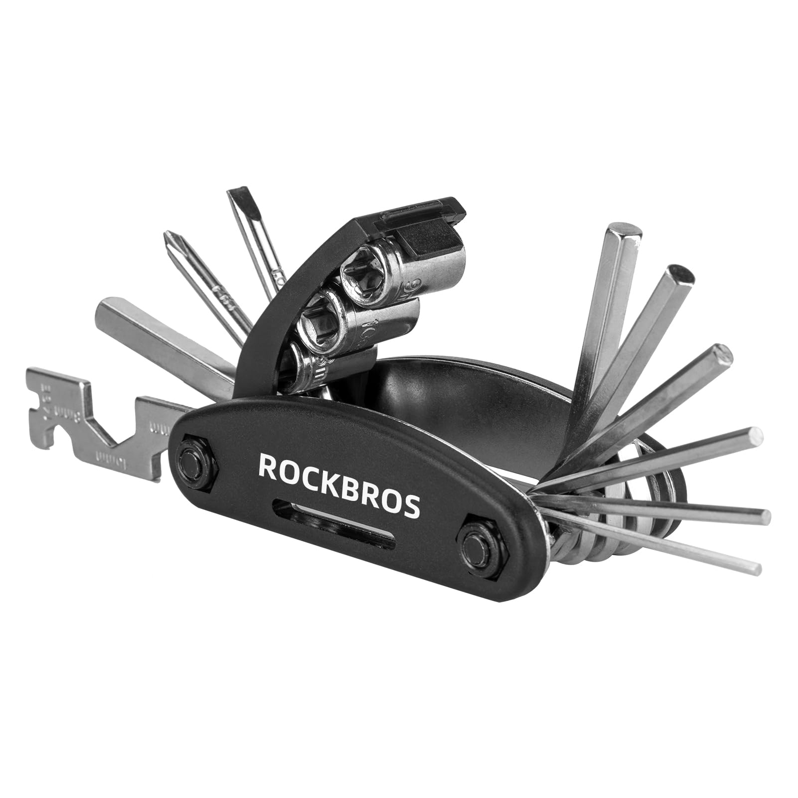 ROCKBROS 16-in-1 Bike Repair Tool Kit - Portable Folding Multi-Tool with Allen Wrench & Tire Levers for Cycling Maintenance | Perfect for Road Bikes, Mountain Bikes & Commuting