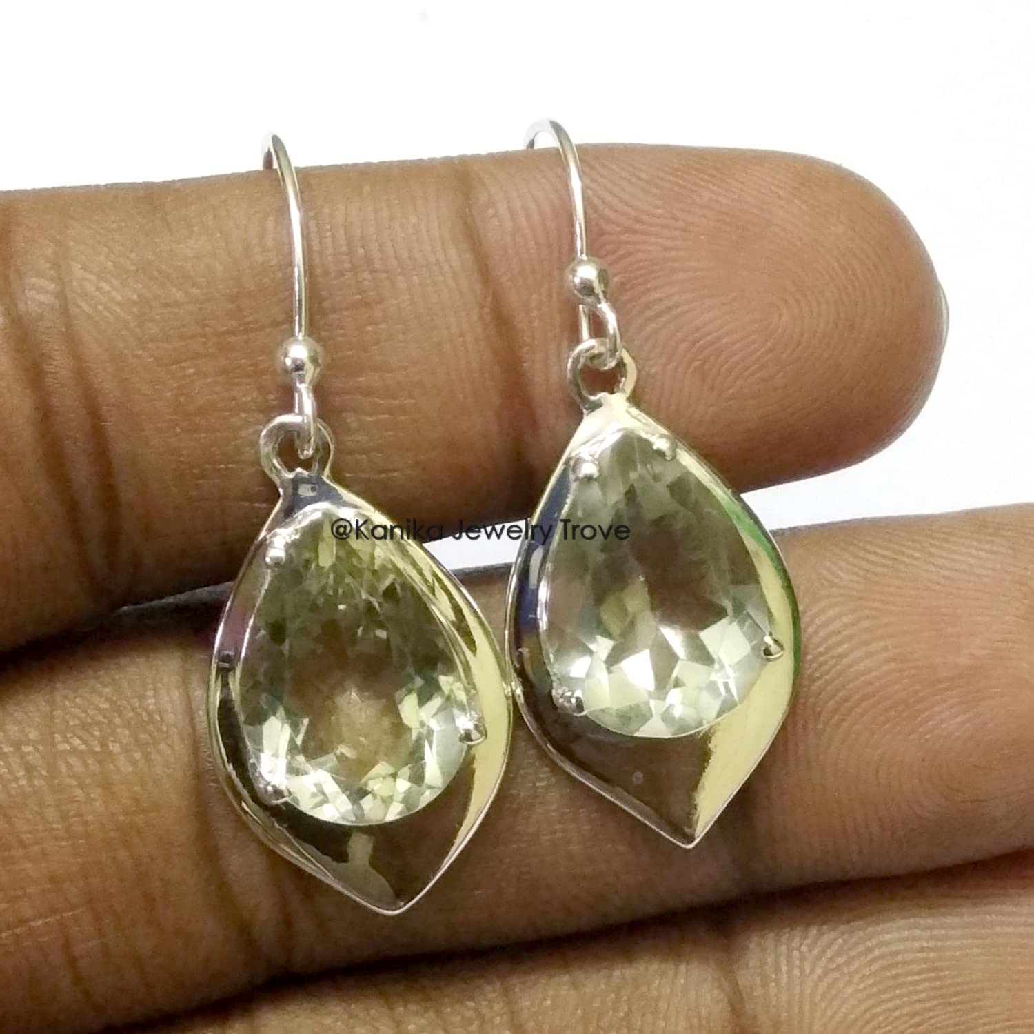 925 Sterling Silver Green Amethyst Drop Earrings for Women - Handmade Dangle Ear Jewelry | Perfect for Weddings, Parties & Special Occasions
