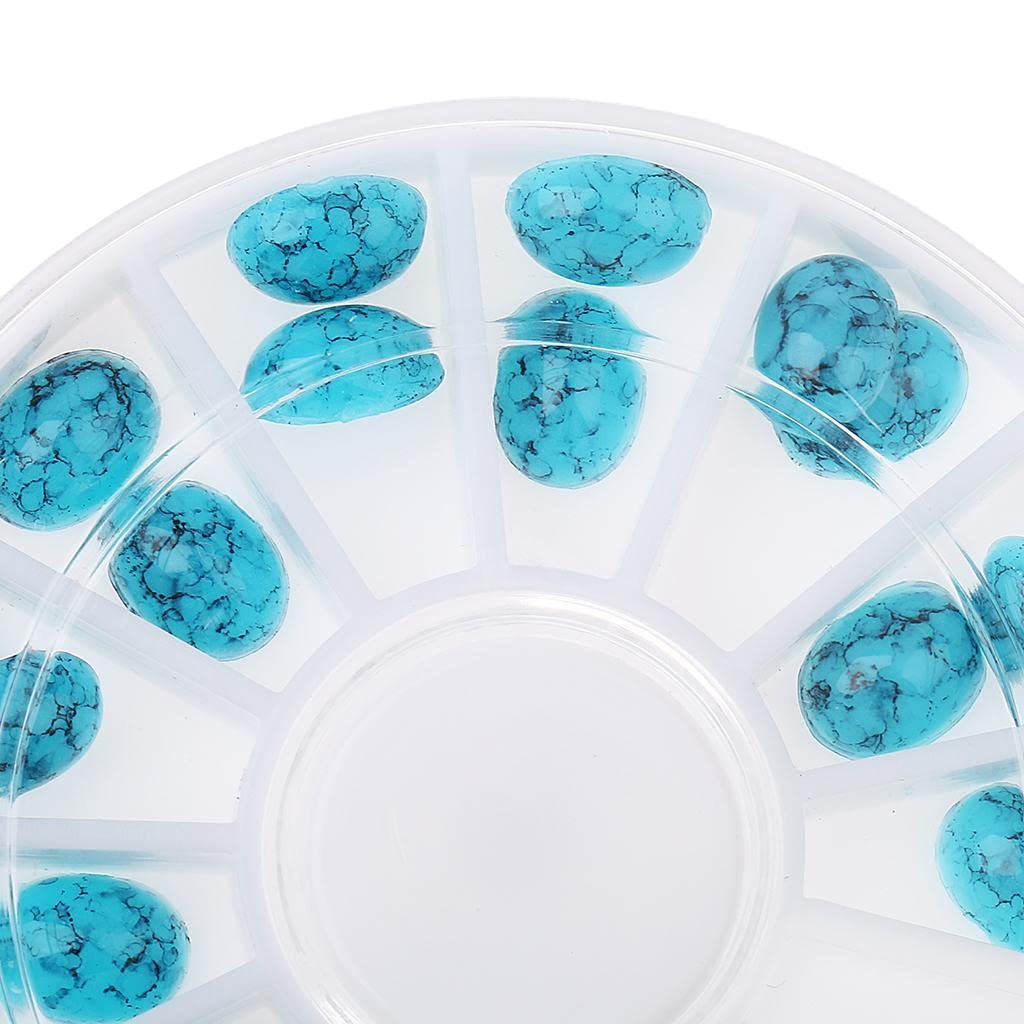 3D Nail Art Stickers - DIY Glitter Decals for Nails | Oval Diamond Shaped Blue Rhinestones | Perfect for Manicures, Nail Extensions & Salon Designs