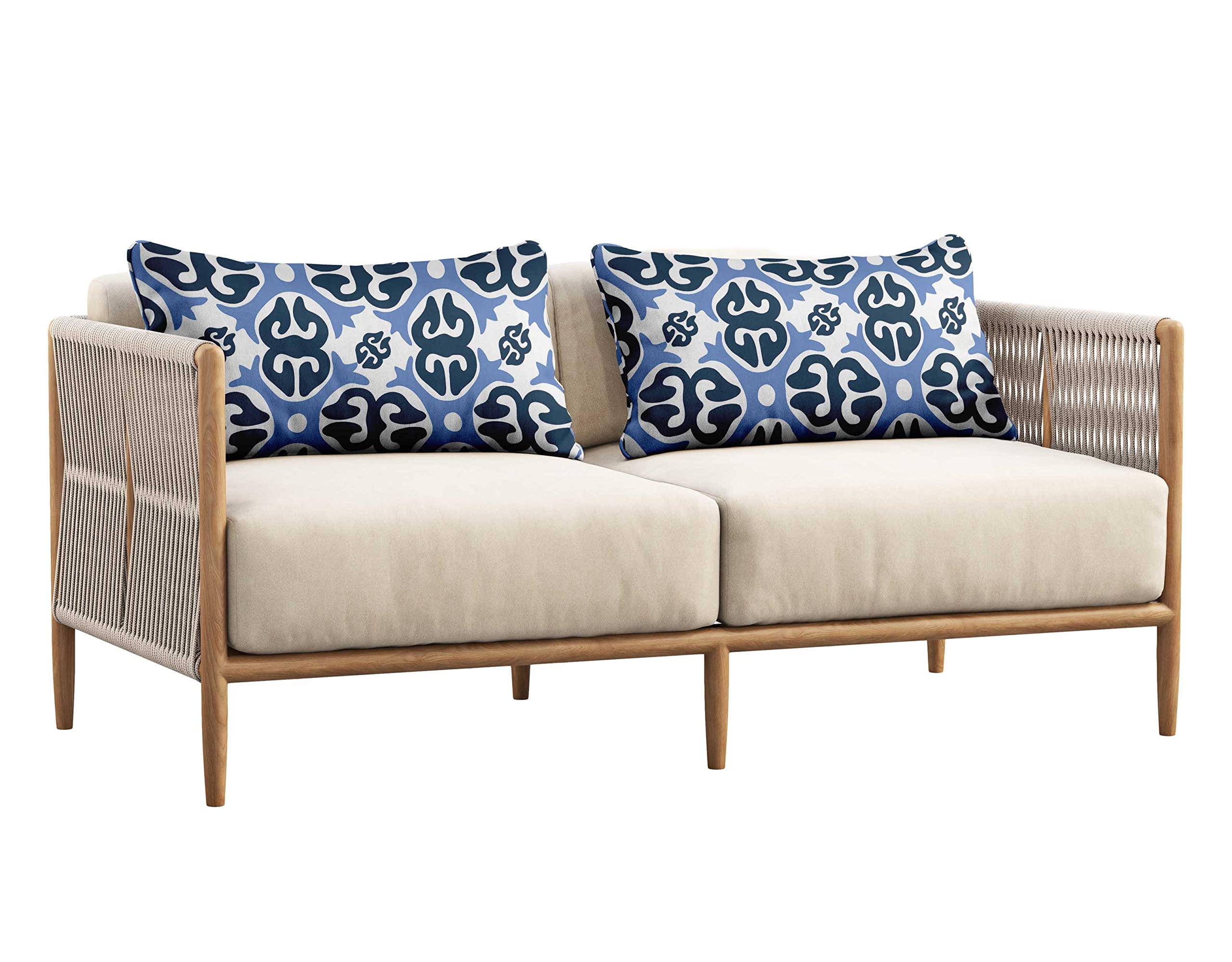 Waterproof Polyester Lumbar Pillow Covers Set of 2 (12x24 Inch) - All-Weather Indoor/Outdoor Decorative Cushion Cases for Patio Sofa, Chair, Bench - Abstract Design #13