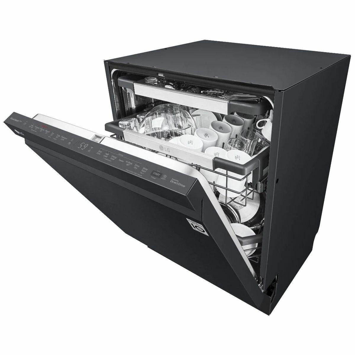 LG QuadWash 24 Inch 15 Place Built-In Dishwasher in Matte Black with TrueSteam Technology - Perfect for Modern Kitchens and Large Family Dining