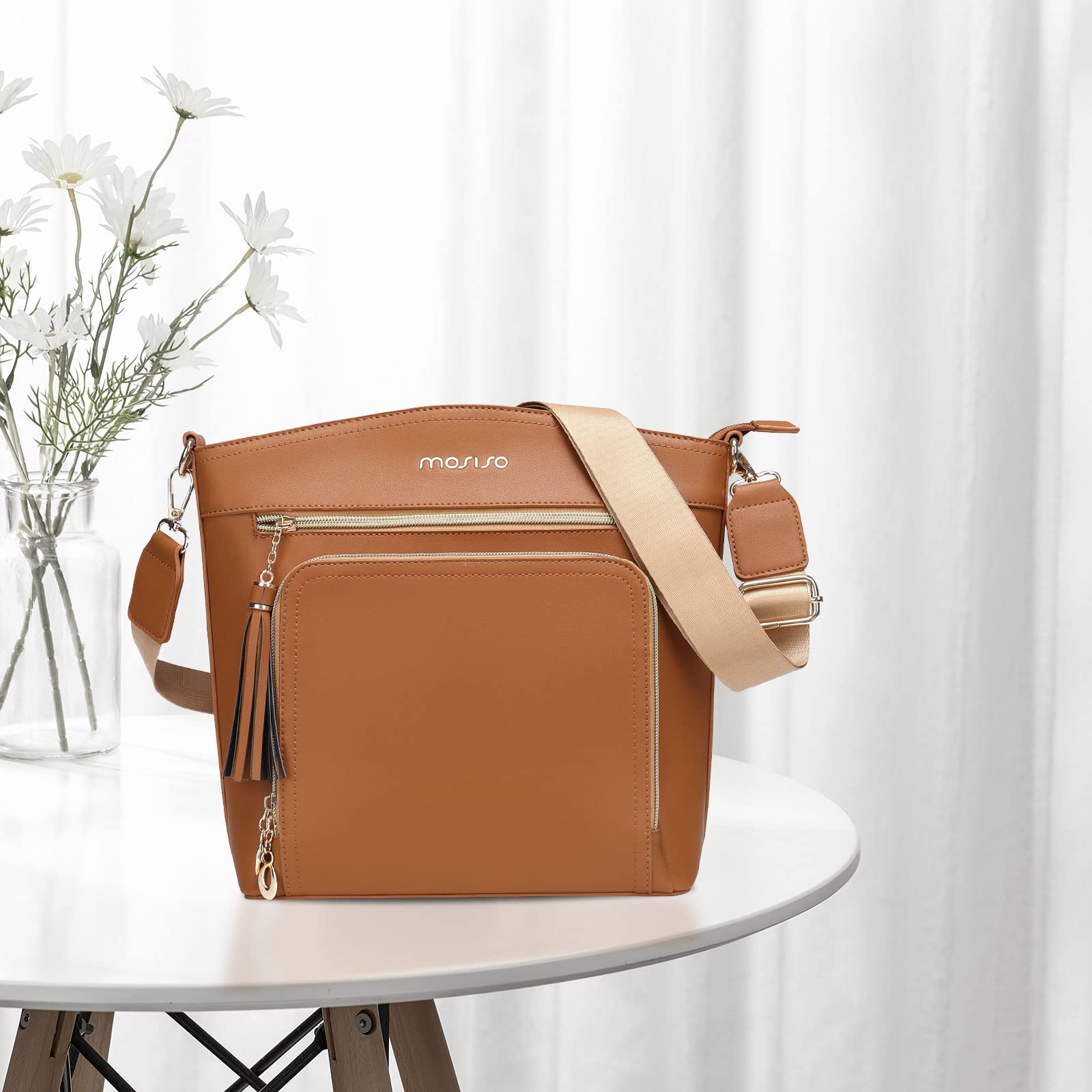 MOSISO Women's Crossbody Bag with Multi Pockets, Card Holder & Tassel - Stylish Shoulder Purse for Daily Use, Travel & Shopping