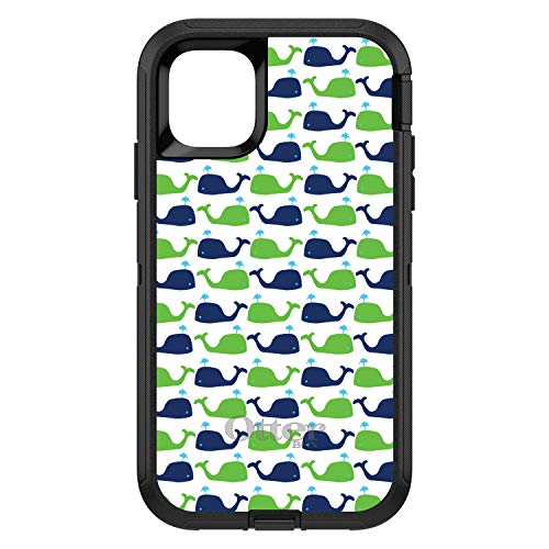 Green Navy Cartoon Whales On Black Case