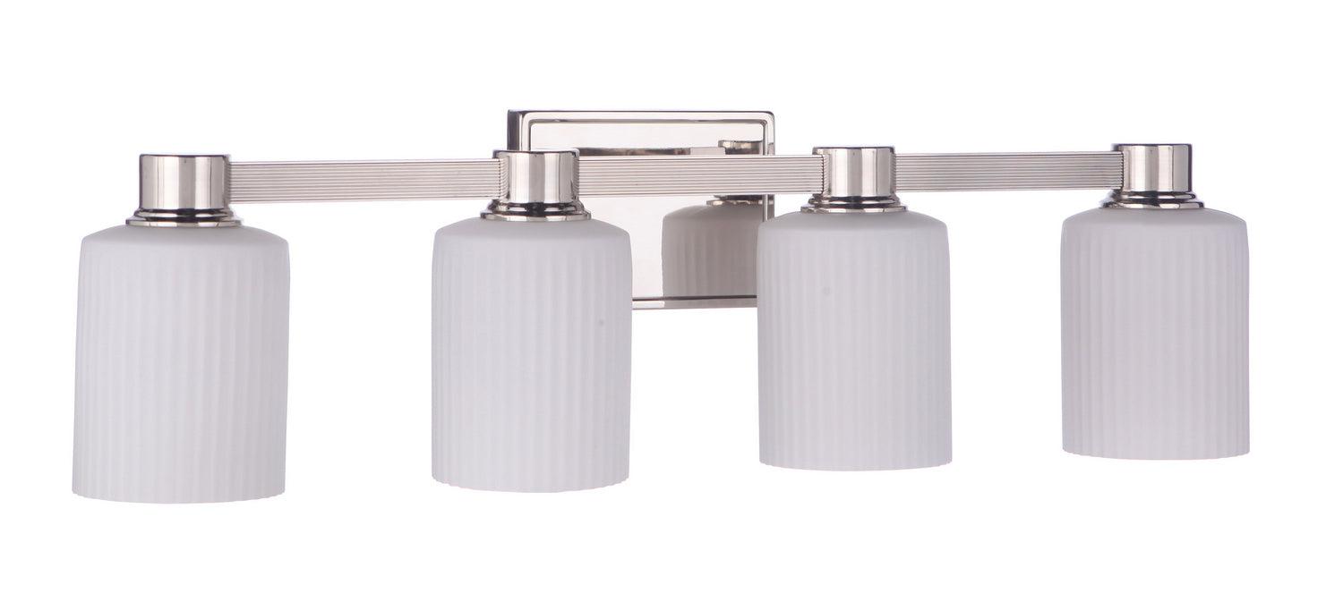 Bretton Four Light Vanity Light Fixture in Polished Nickel - Perfect for Bathroom Makeup Mirror Lighting & Modern Home Decor
