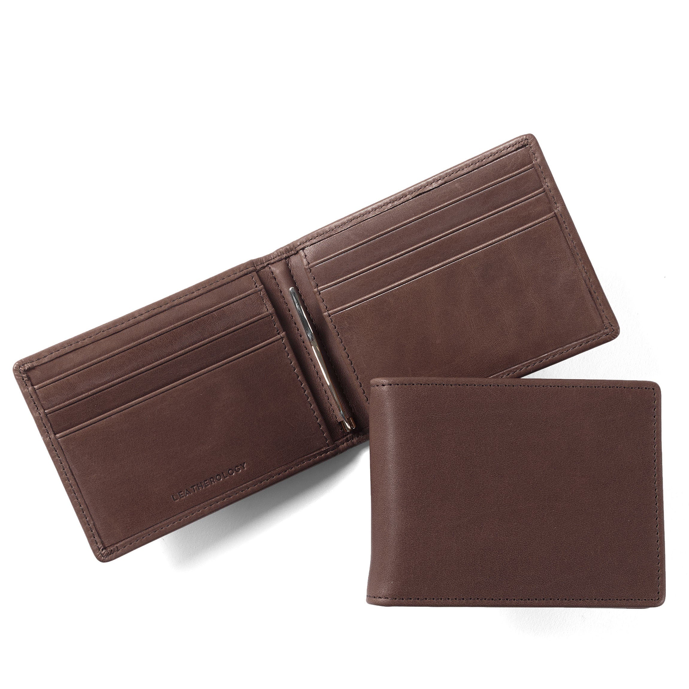 Premium Genuine Leather Bifold Wallet with Money Clip - Mahogany Brown for Men | Slim RFID Blocking Wallet for Everyday Use & Travel