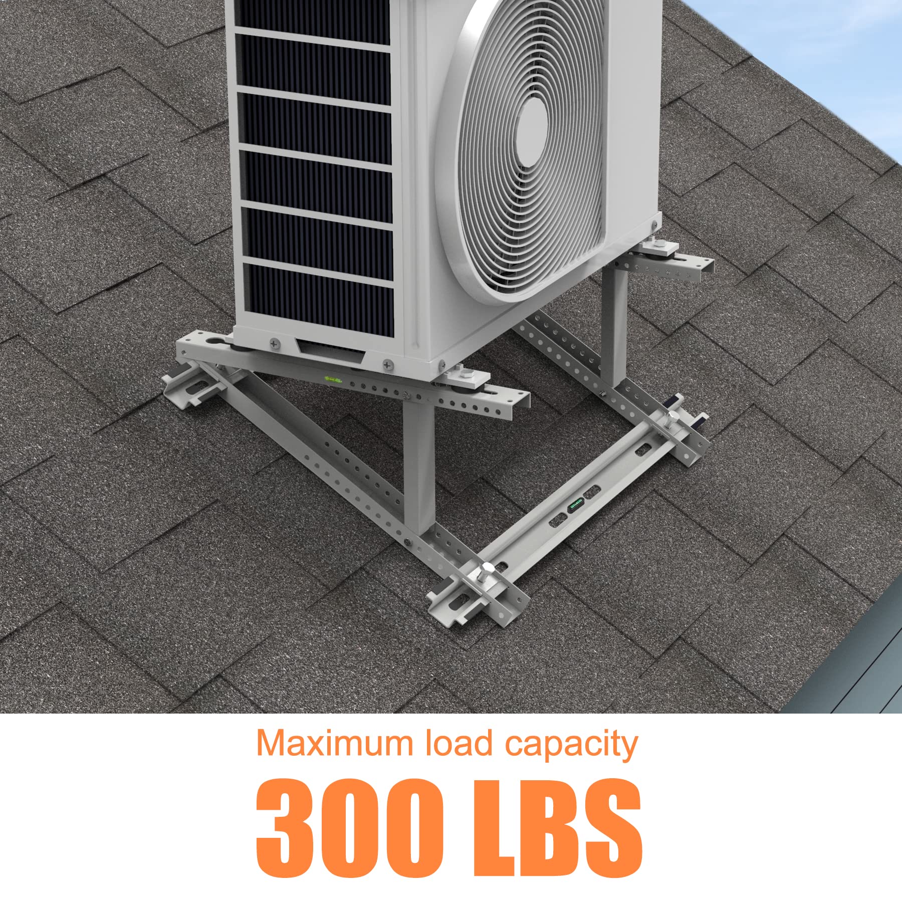 Universal Rooftop Mount Bracket for Ductless Mini Split AC/Heat Pump - Adjustable Angle Design Fits 9000-24000 BTU Condenser Units - Stable Leveling Solution for Home & Commercial HVAC Installation