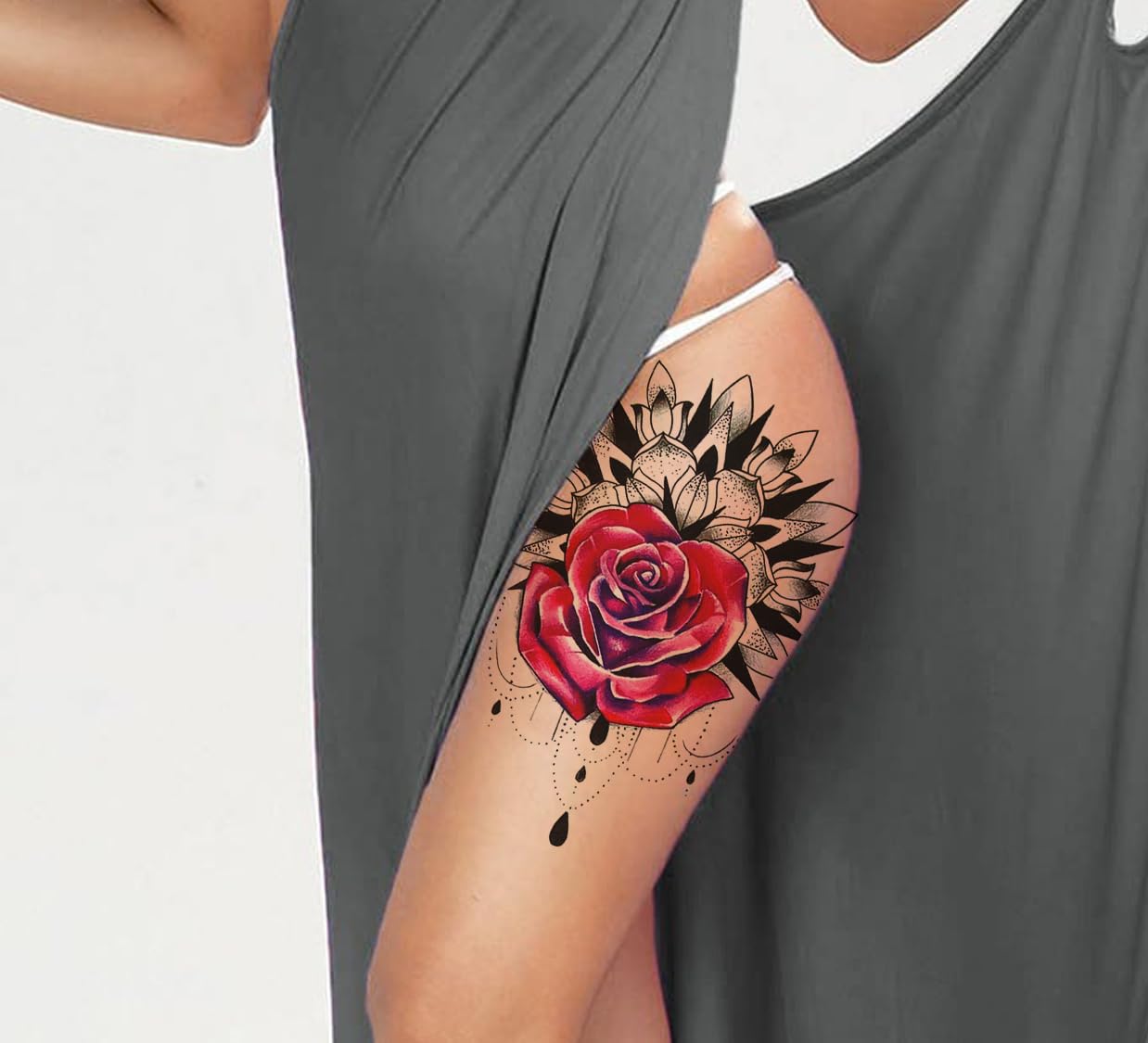3D Realistic Temporary Tattoo Stickers for Adults - Waterproof Fake Tattoos for Men, Women, Boys & Girls - Floral, Butterfly, Star & Angel Designs (19x12cm) - Perfect for Parties, Halloween, Cosplay & Honeymoon Looks