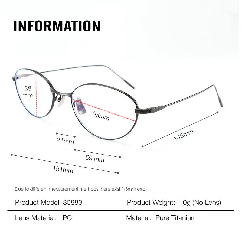 Stylish Unisex Titanium Square Oval Cat Eye Eyeglasses Frame 308 - Lightweight & Durable for Men & Women | Perfect for Reading, Work, and Fashion Accessories