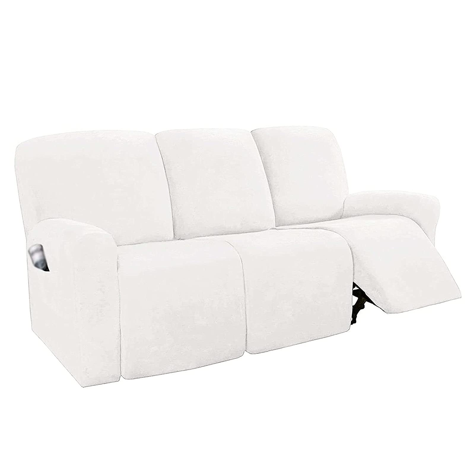 Luxury Recliner Cover 4-Piece Set - Velvet Elastic Plush Sofa Slipcover for 1/2/3 Seater Couches | Machine Washable Furniture Protector for Pets & Kids | Perfect for Living Room, Family Room & Home Theater