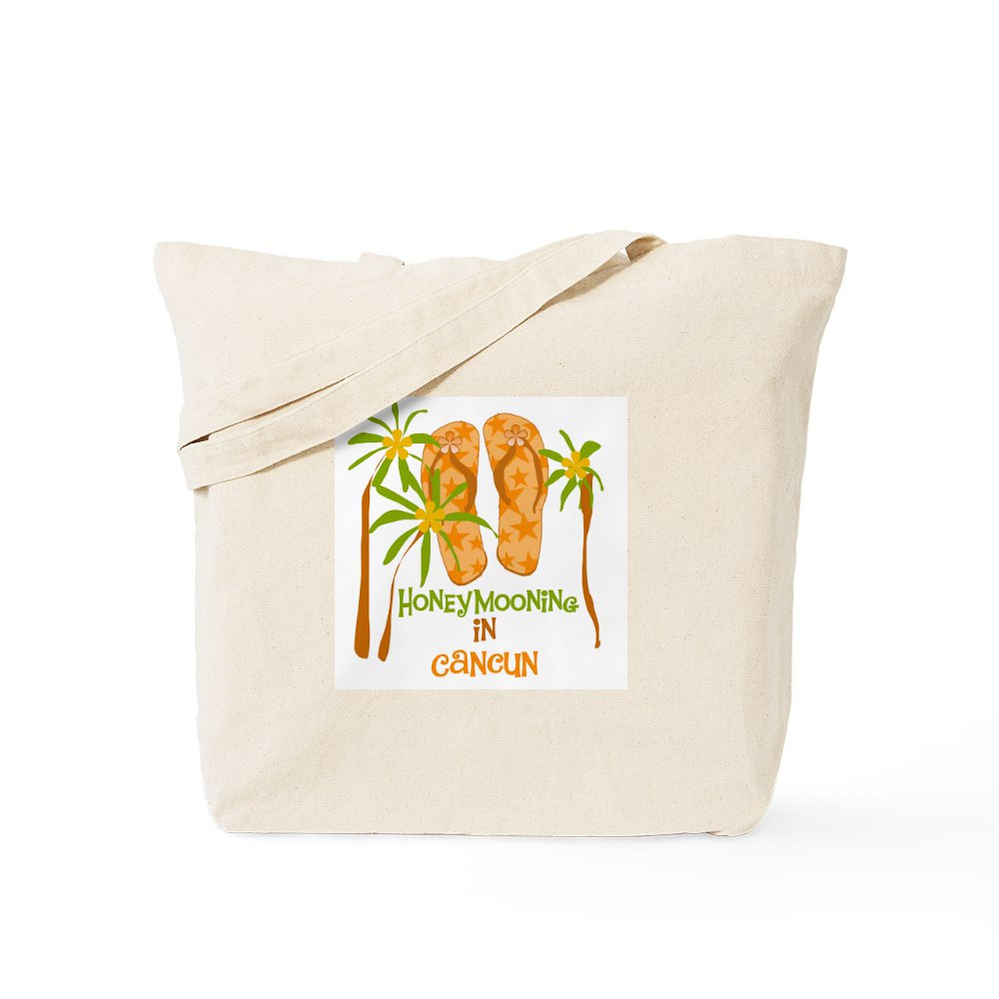 Honeymoon Cancun Tote Bag - Natural Canvas Reusable Shopping Bag for Beach, Travel & Groceries | Eco-Friendly & Durable