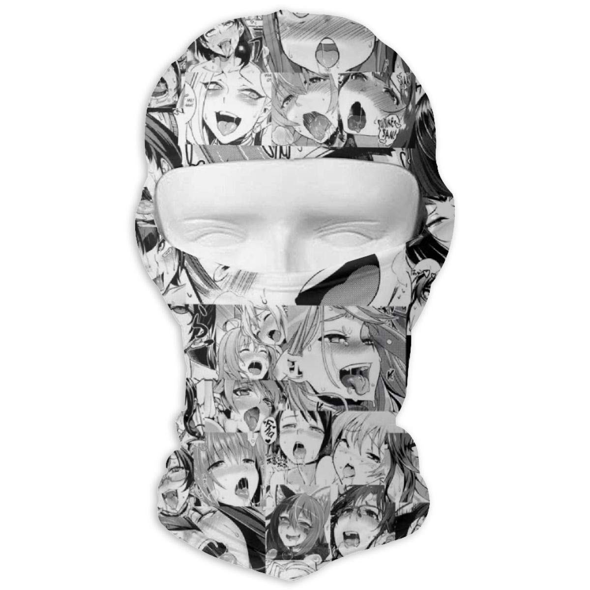 Ahegao Anime Print Balaclava Ski Mask - Thermal Hood for UV Sunscreen & Windproof Face Cover - Cold Weather Gear for Skiing, Snowboarding & Outdoor Activities