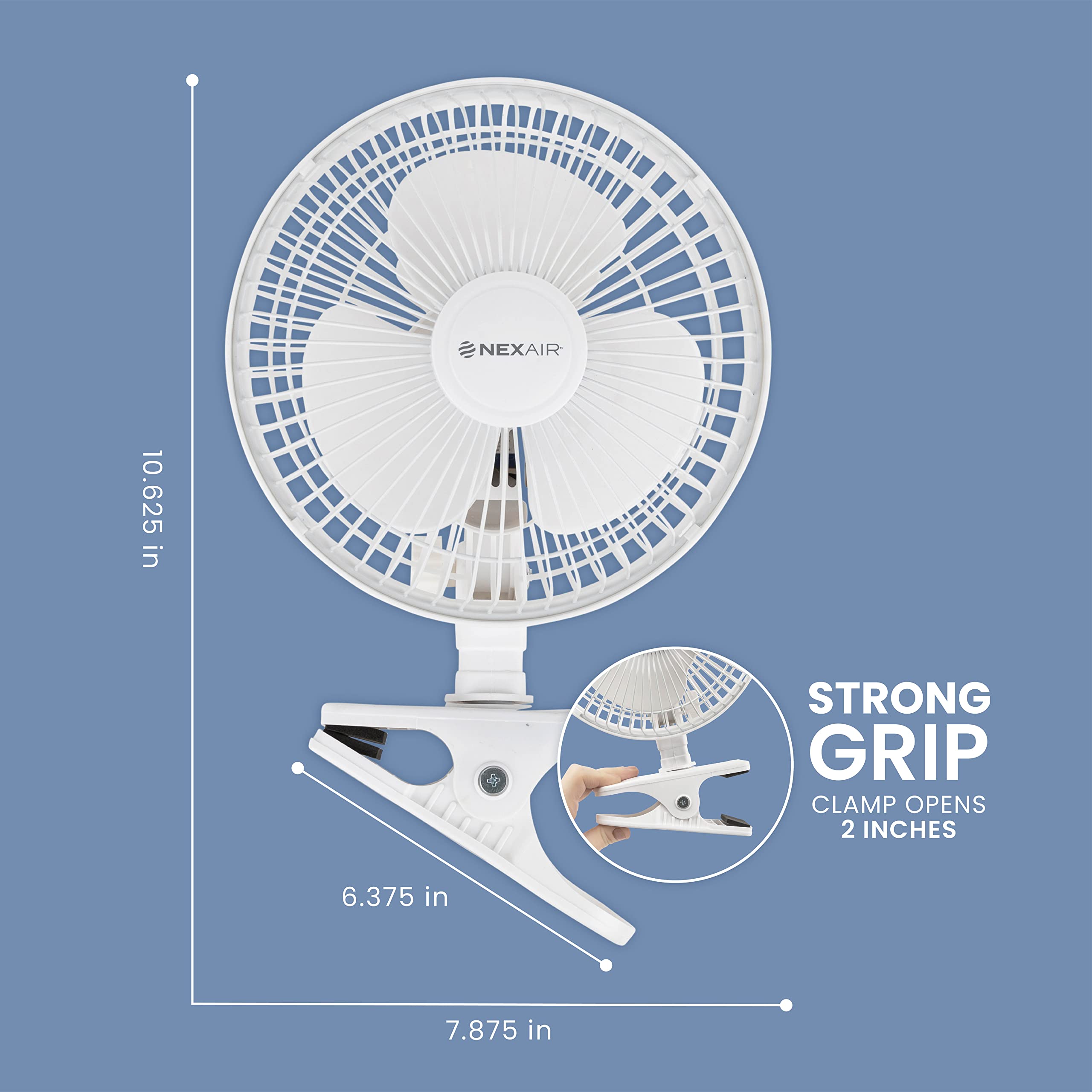 6-Inch Clip on Fan with 360° Rotation - 2 Speed Portable Air-Cooling Desk Fan with Strong Clamp | Quiet, Durable Material | Perfect for Bedroom, Office, Living Room, Dorm, Study & Outdoor Camping