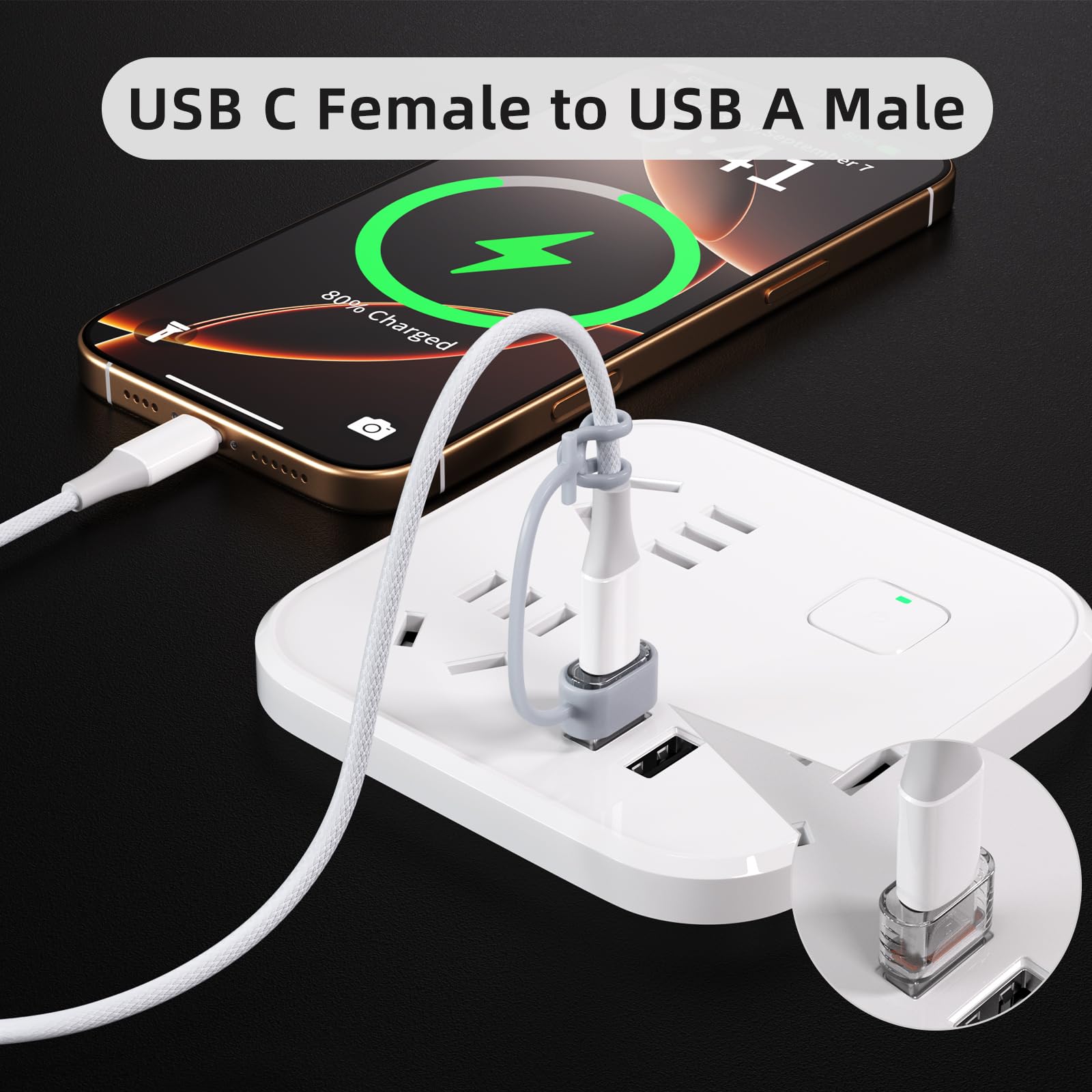 5-Pack USB C to USB Adapter - USB-C Female to USB A Male OTG Converter Compatible with iPhone 16/15/14/13 Pro Max, Apple Watch Ultra, AirPods, iPad, Samsung Galaxy S24 - Fast Charging & Data Transfer for Home, Car & Travel