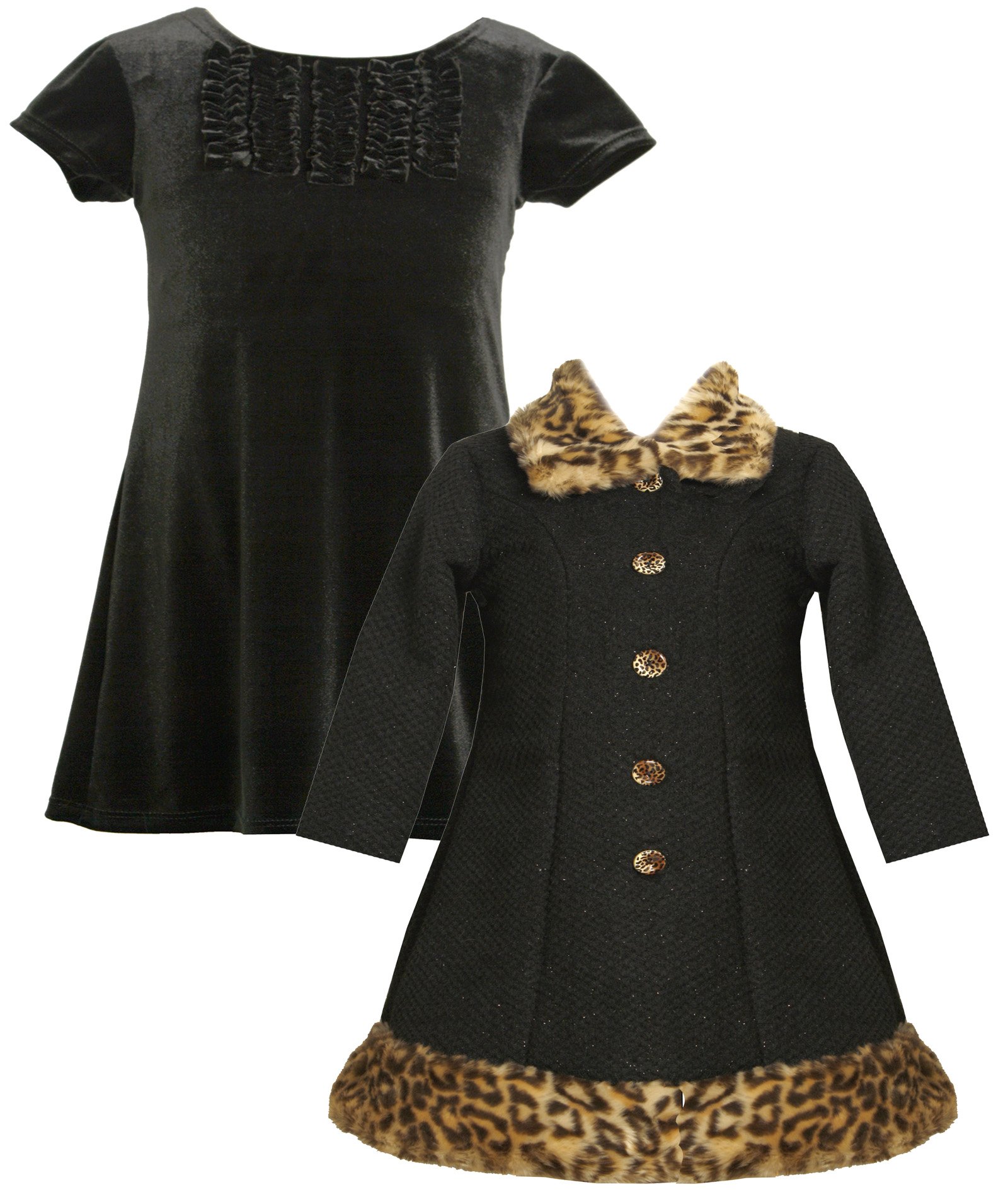 Bonnie Jean Baby Girls Velvet Dress & Jacket Set with Metallic Fur Trim - 12M-24M Infant Outfit for Holiday Photos, Christmas & Special Occasions