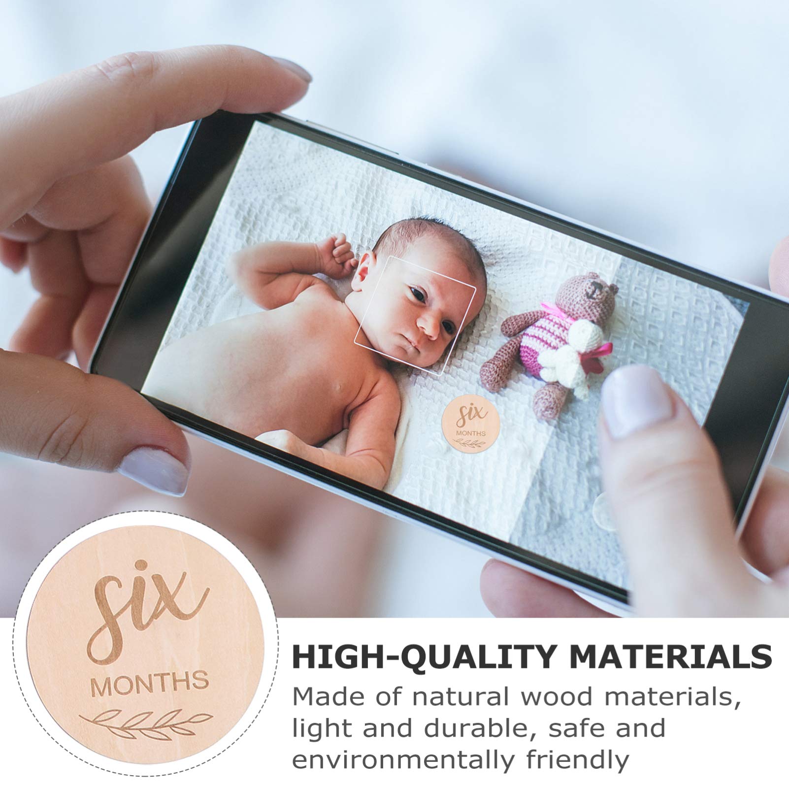 14 Pcs Wooden Baby Milestone Cards - Pregnancy to Newborn Photoshoot Props, Growth Tracker & Announcement Cards for Baby's First Year | Perfect for Monthly Photo Shoots, Baby Showers & Nursery Decor