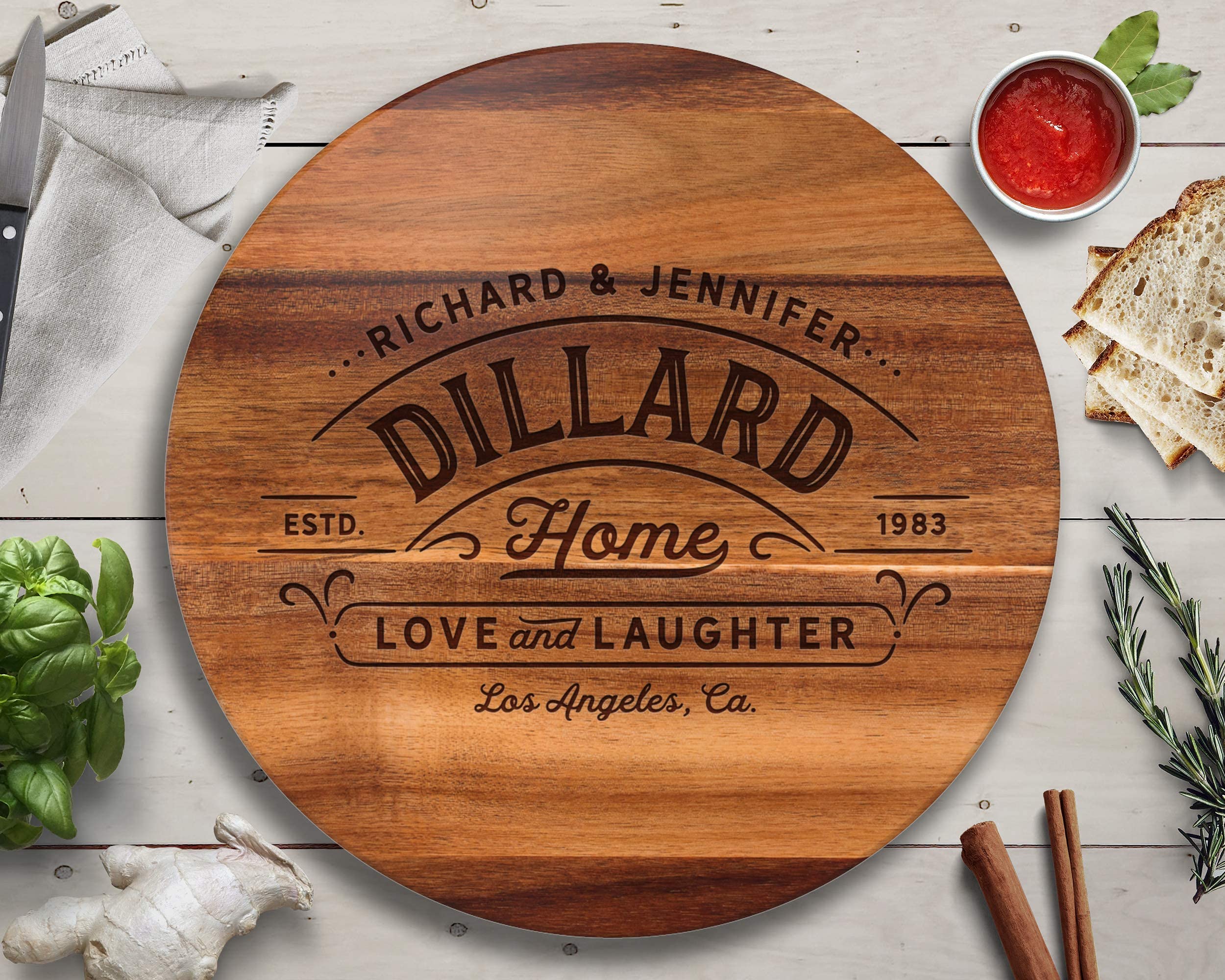 Personalized Engraved Wood Lazy Susan - Custom Wedding Gift for Bride & Wife, Thoughtful Wedding Shower Present - Perfect for Dining Table Decor, Kitchen Organization & Special Occasions