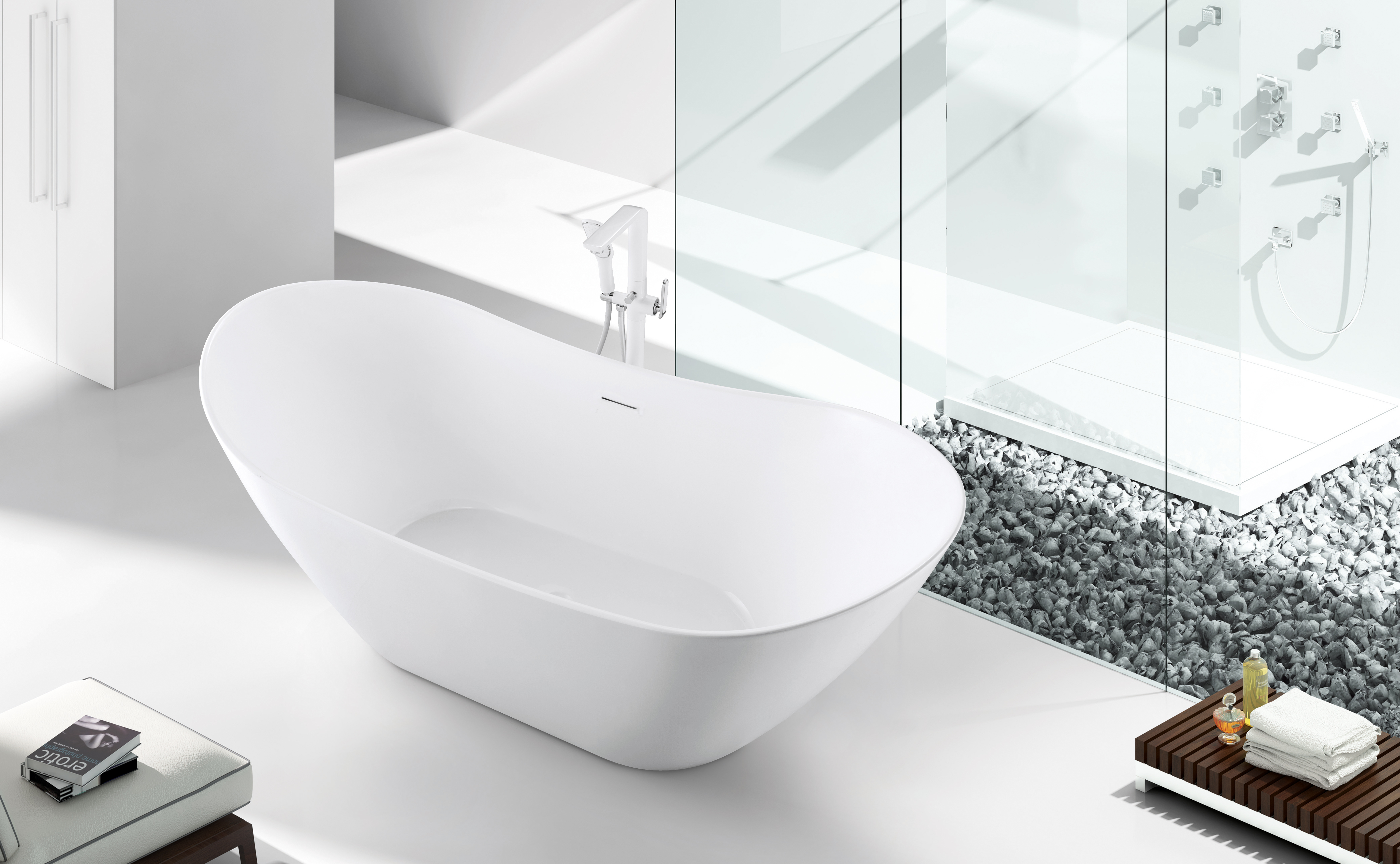 Aquaflo Bliss 67-Inch Freestanding Bathtub - Modern Soaking Tub for Luxury Bathroom Relaxation & Spa Experience