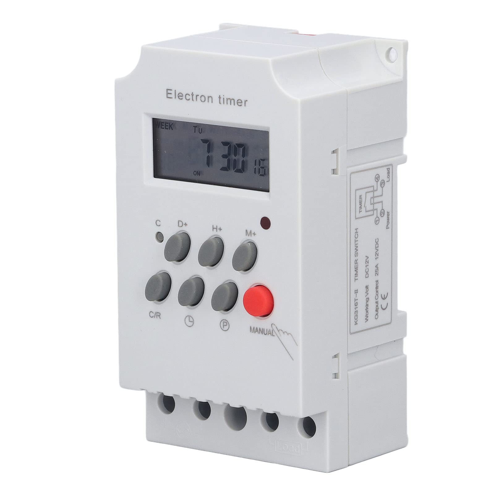DIN Rail LCD Programmable Timer Switch with Microcomputer Control - Built-in Battery & Power-Off Memory - 60 Preset Timers for Industrial Automation & Home Electrical Control | Perfect for HVAC, Lighting Systems & Appliance Scheduling
