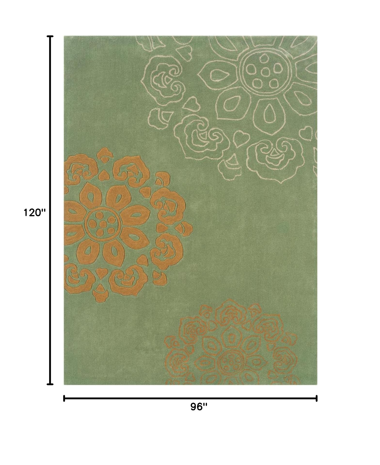 Linon Trio Natural Fiber Area Rug 8x10 Feet - Pale Green Eco-Friendly Jute Rug for Living Room, Bedroom & Dining Room