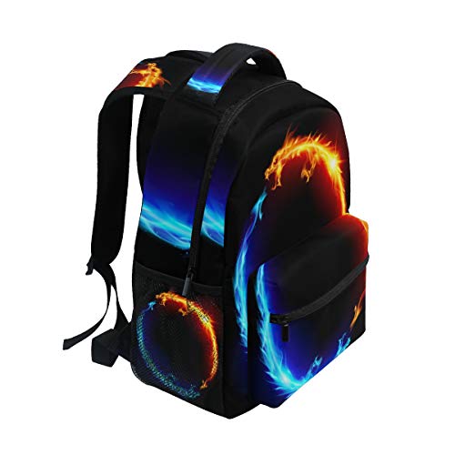 ALAZA Blue and Red Fiery Dragon Backpack - Durable College School Travel Shoulder Bag for Students & Commuters | Perfect for Hiking, Campus Life & Daily Use