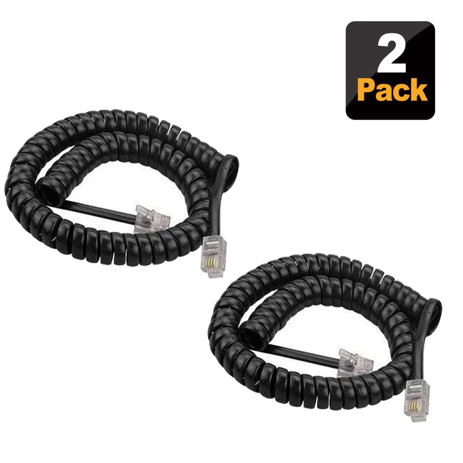4 Feet Uncoiled Telephone Cord - Universal Handset Cord for All Corded Landline Phones | 2 Pack Black Replacement Phone Cable for Home & Office Use | Durable Telephone Accessory for Clear Calls