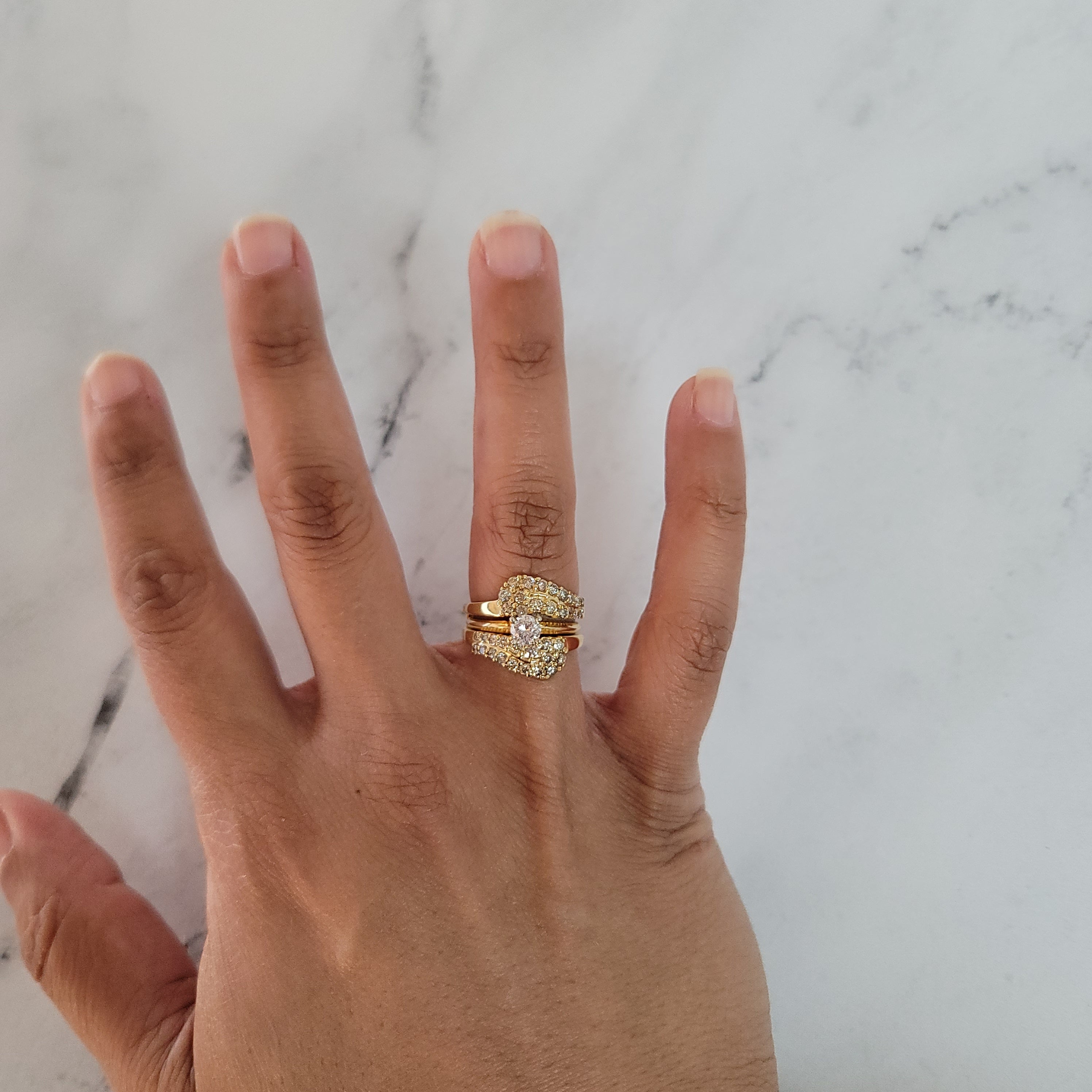 Exquisite Diamond Cluster Bypass Ring Guard - Elegant 14K Gold Wedding Band for Women, Perfect for Engagement, Anniversary & Special Occasions