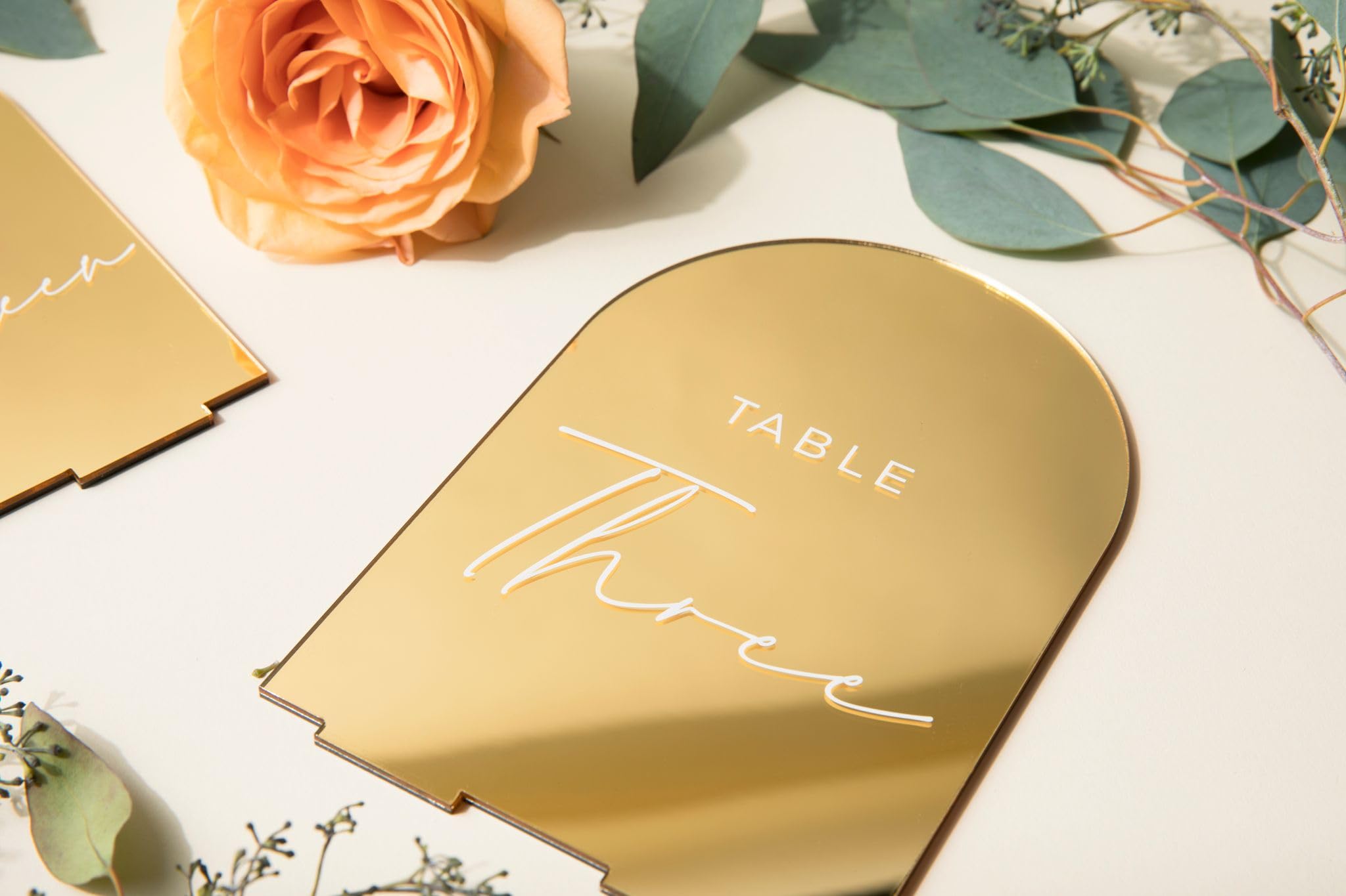 Gold Acrylic Wedding Table Numbers 1-10 - Double Sided Mirror for Reception & Engagement Parties
