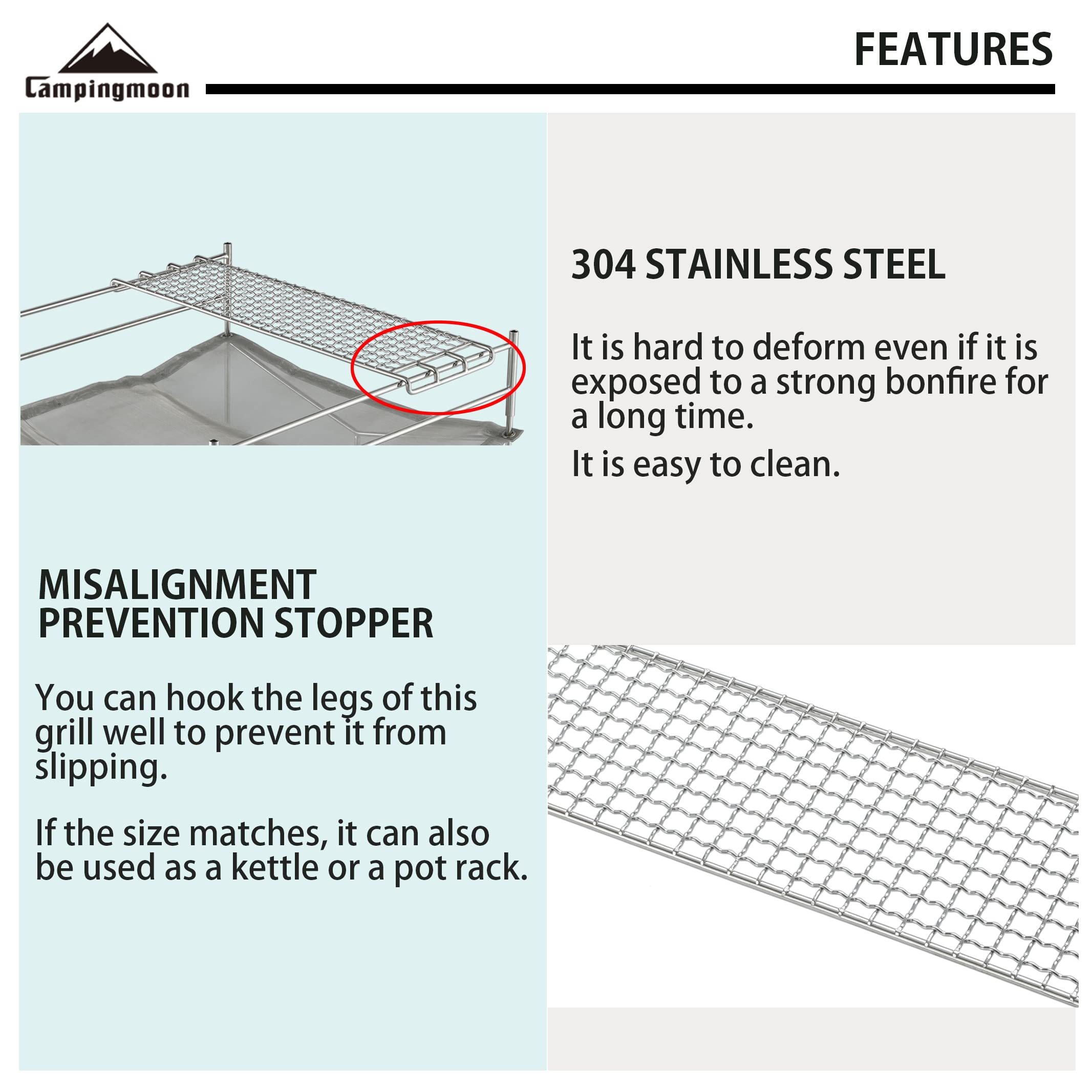 Premium 304 Stainless Steel Camping Stove Grill Grates - Heavy Duty Cooking Grills for Campfire, Open Fire & Outdoor Cooking | Compatible with MTG-G, MTG-2G, MTG-JS, MTG-JL Models | Perfect for Backpacking, RV Trips & Wilderness Adventures
