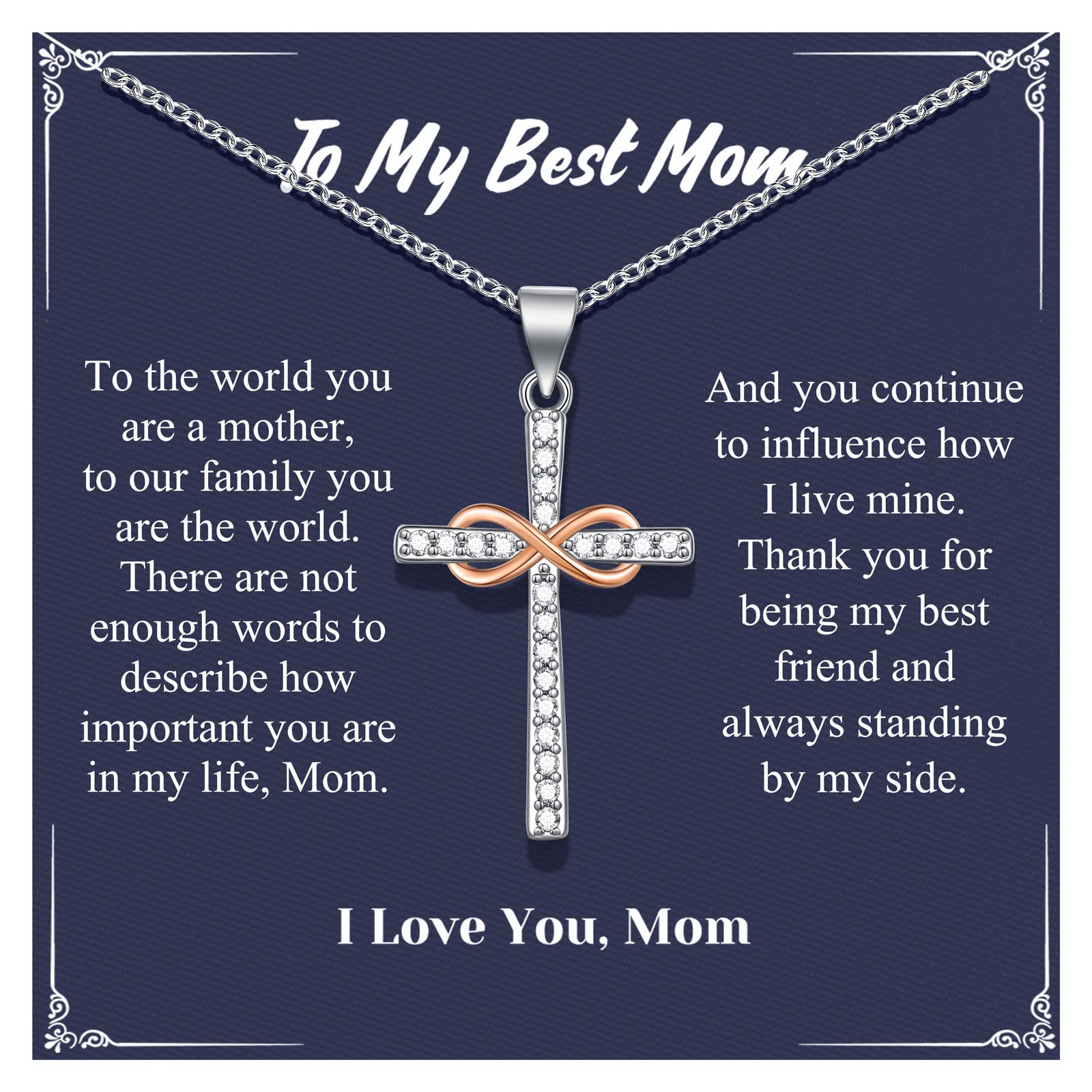 Elegant Cross Necklace for Women - Perfect Birthday & Mother's Day Gift for Mom - Dainty Religious Jewelry for Everyday Wear & Special Occasions