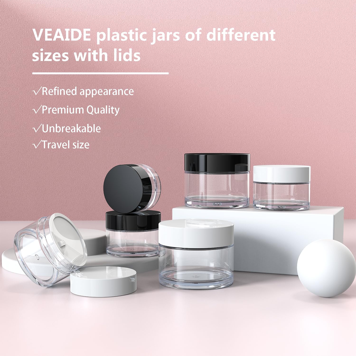 Travel Size Containers for Toiletries - 6 Pack Leak Proof 0.17/0.5/1 oz Small Cosmetic Jars for Makeup, Face Cream, Moisturizer & Lotion with 2 Mini Spatulas - Perfect for Travel, Gym, Home & Gift Giving
