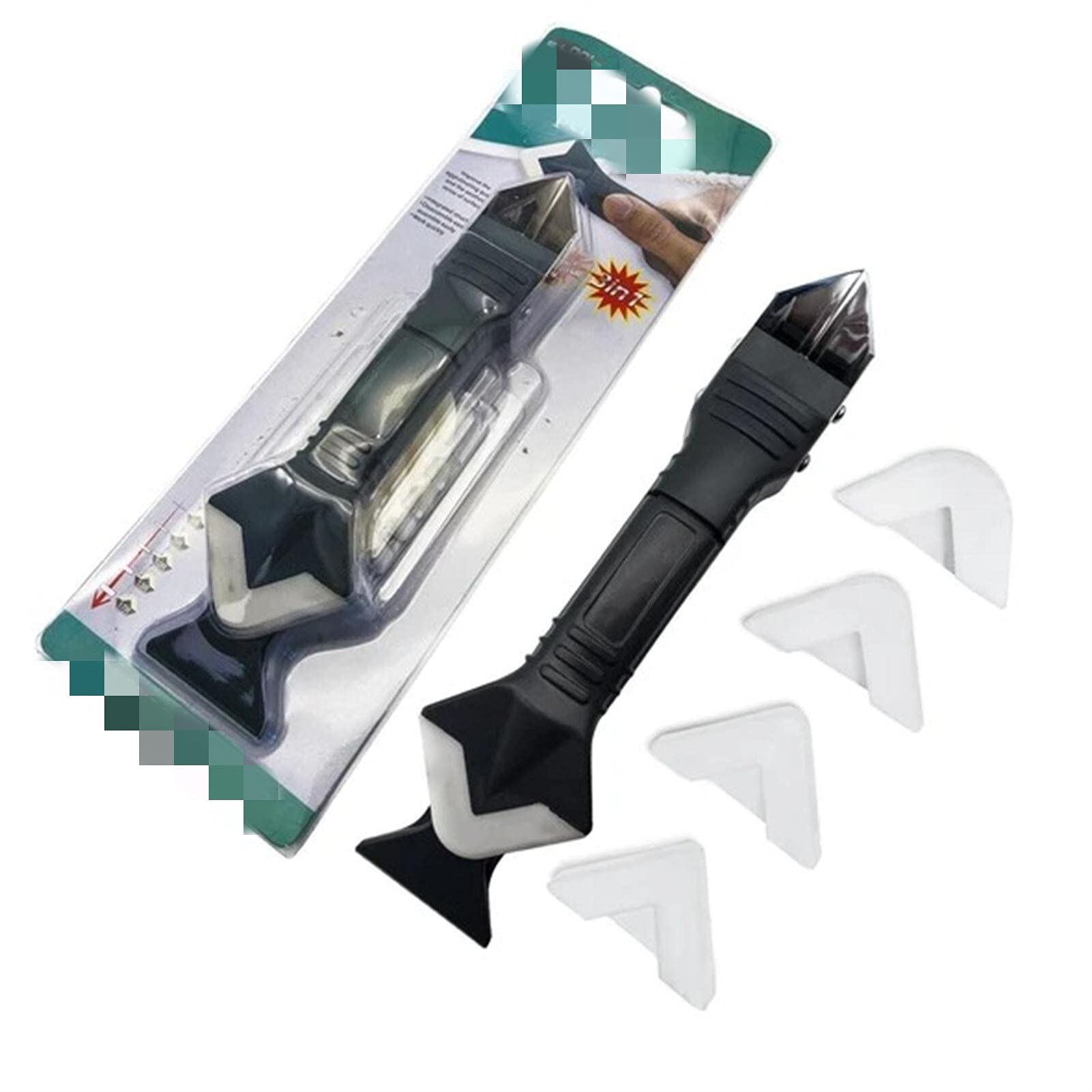 ENDFF 5-in-1 Silicone Caulk Finisher Tool Kit - Sealant Smooth Scraper, Grout Remover & Plastic Caulking Tools for Professional Seamless Results (3-in-1 Color) - Perfect for Bathroom Tile, Kitchen Counter & DIY Home Improvement Projects