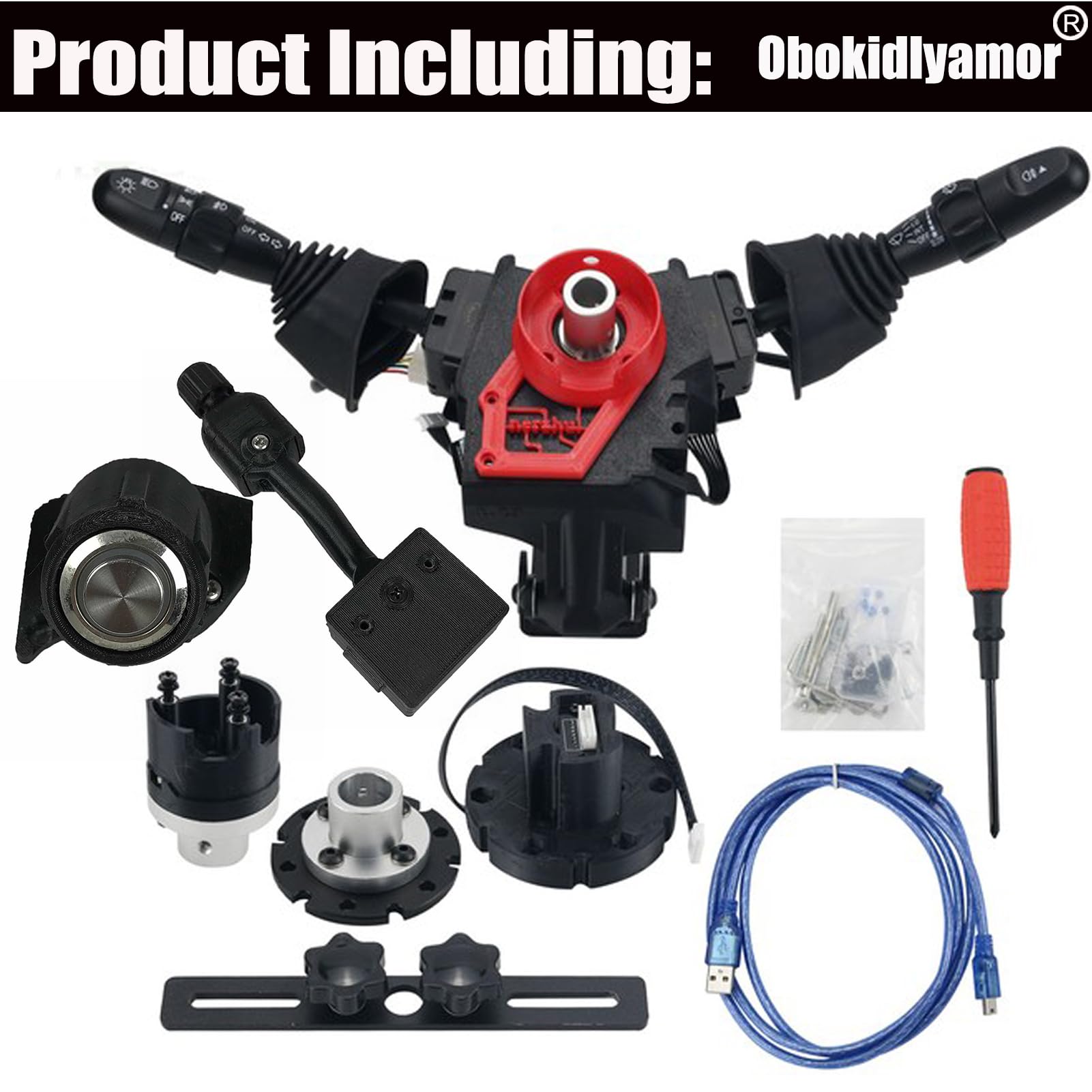 Upgraded DIY Racing Simulator Steering Wheel with Turn Signal & Wiper Lever Switch for Logitech G27 G29 G920 G923 - PC Compatible (Black) | Perfect for Gaming, Simulation Racing & Professional Esports Training
